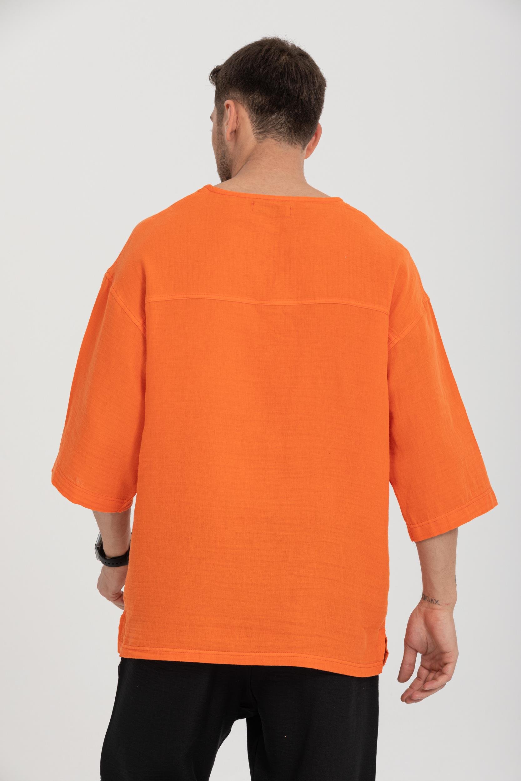 R-3928 Armut Yaka Oversize Düz Müslin Gömlek