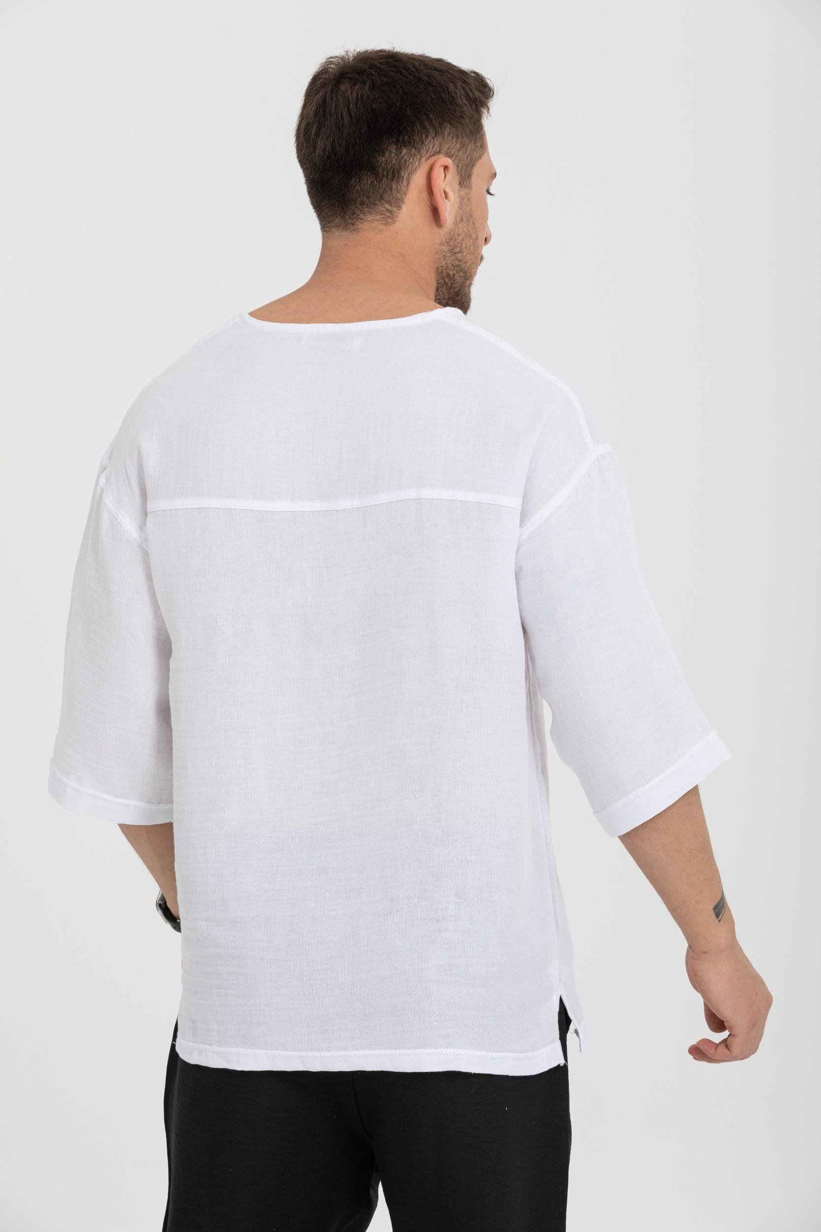 R-3928 Armut Yaka Oversize Düz Müslin Gömlek