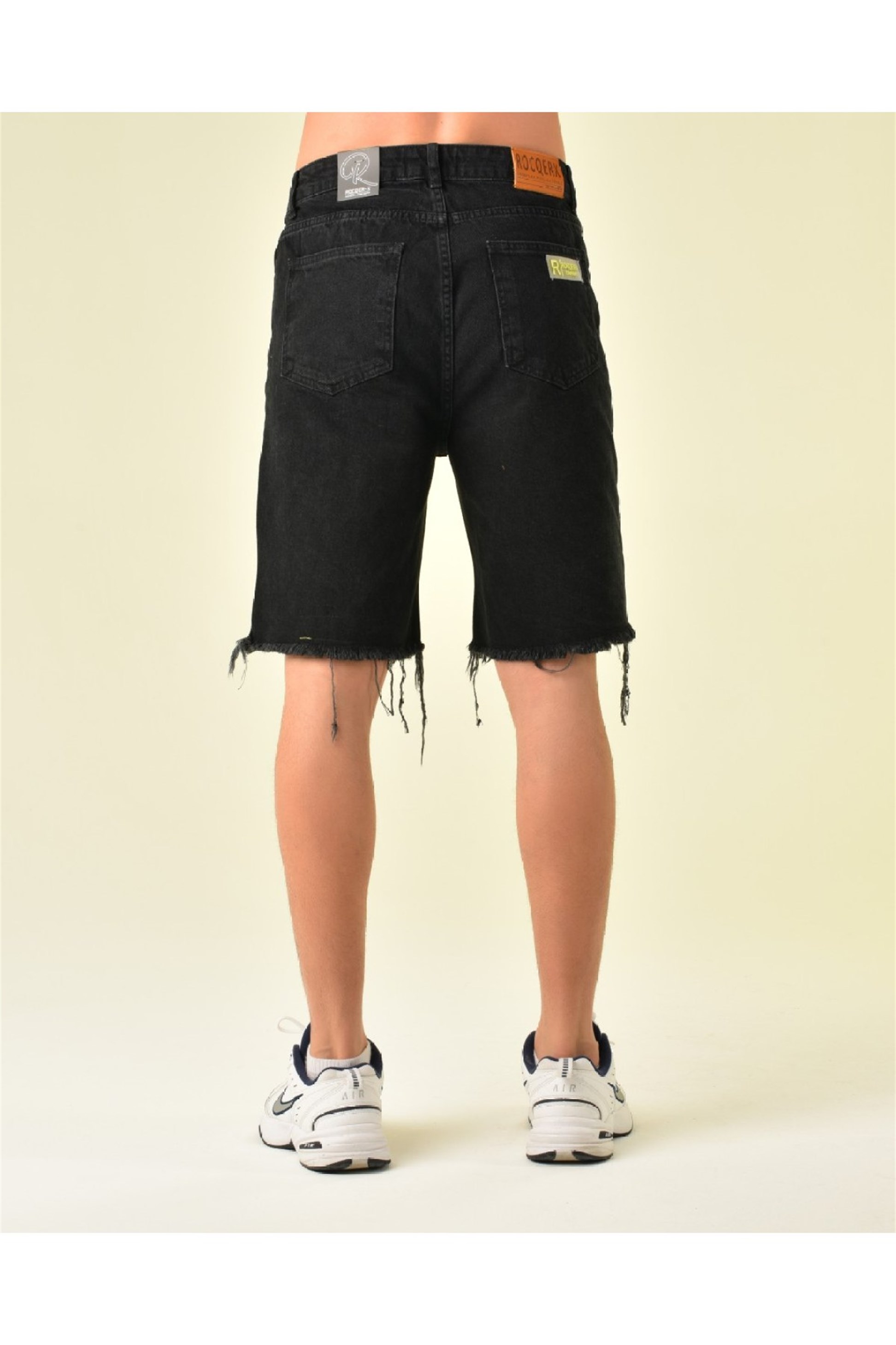 R-4126 ÖNÜ YIRTIK LAZERLİ KOT ŞORT