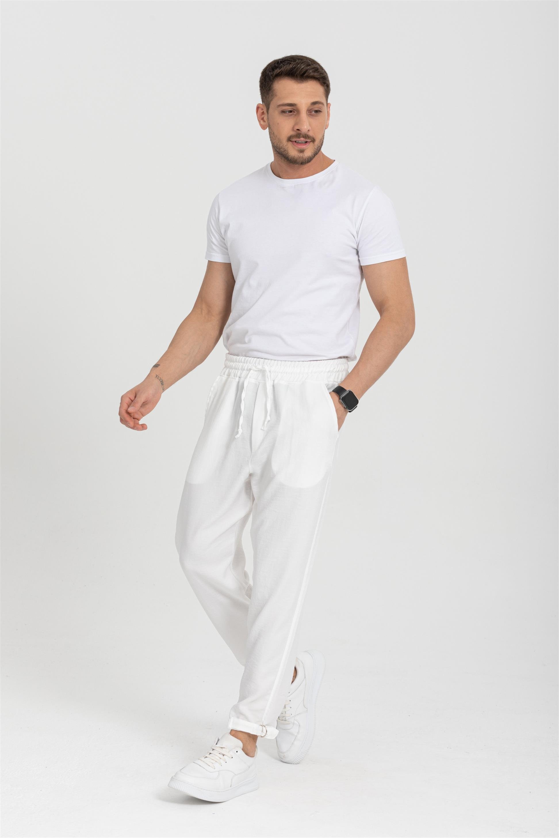 R-4326 Bel Lastikli Paça Toka Detaylı Pantolon