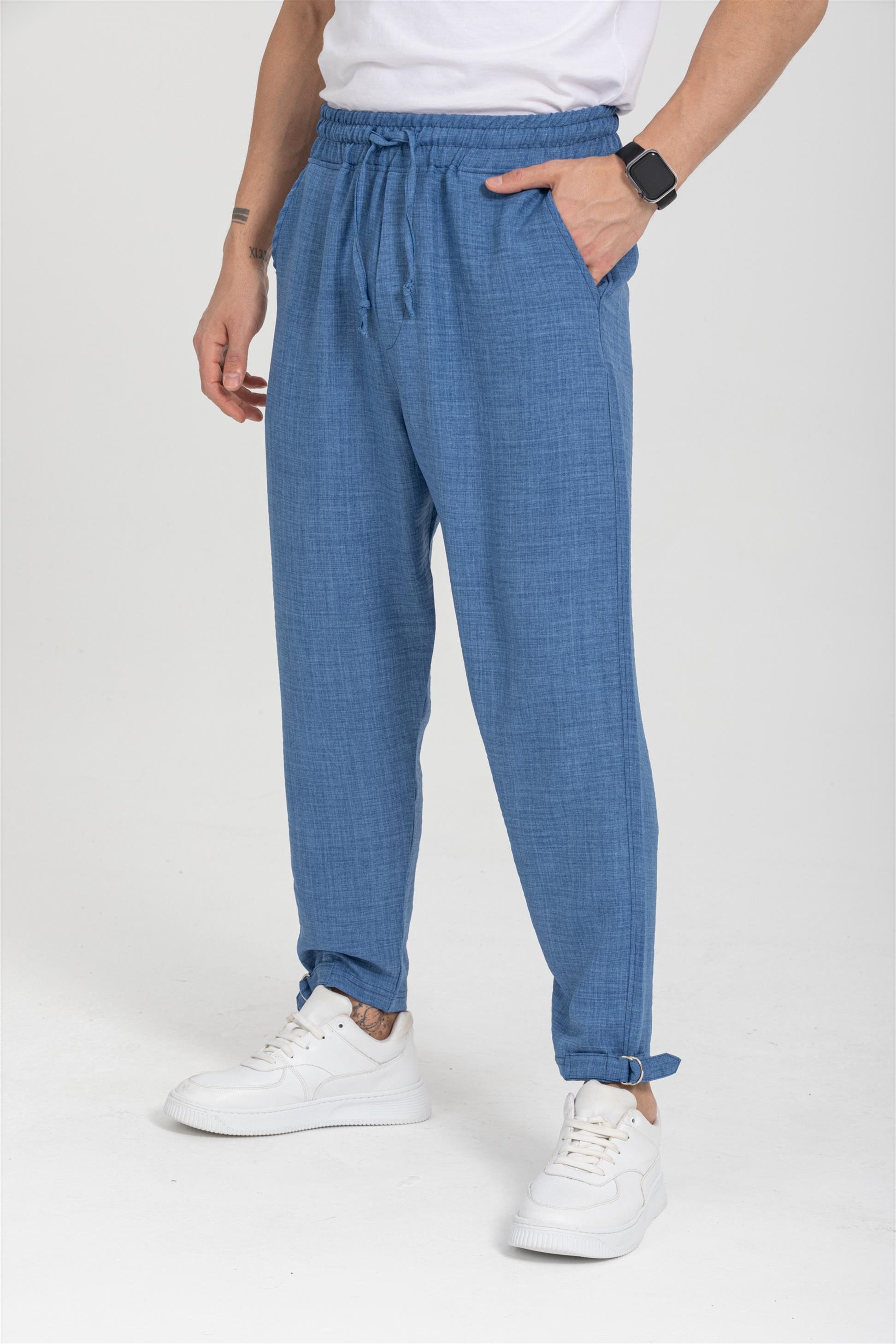R-4326 Bel Lastikli Paça Toka Detaylı Pantolon