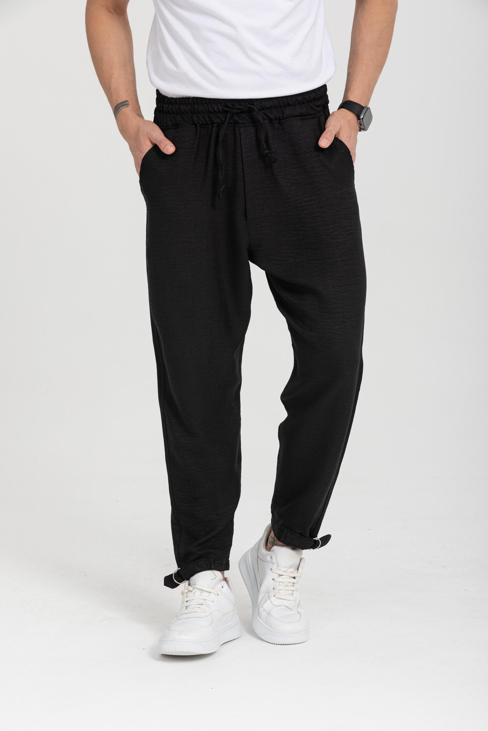 R-4326 Bel Lastikli Paça Toka Detaylı Pantolon