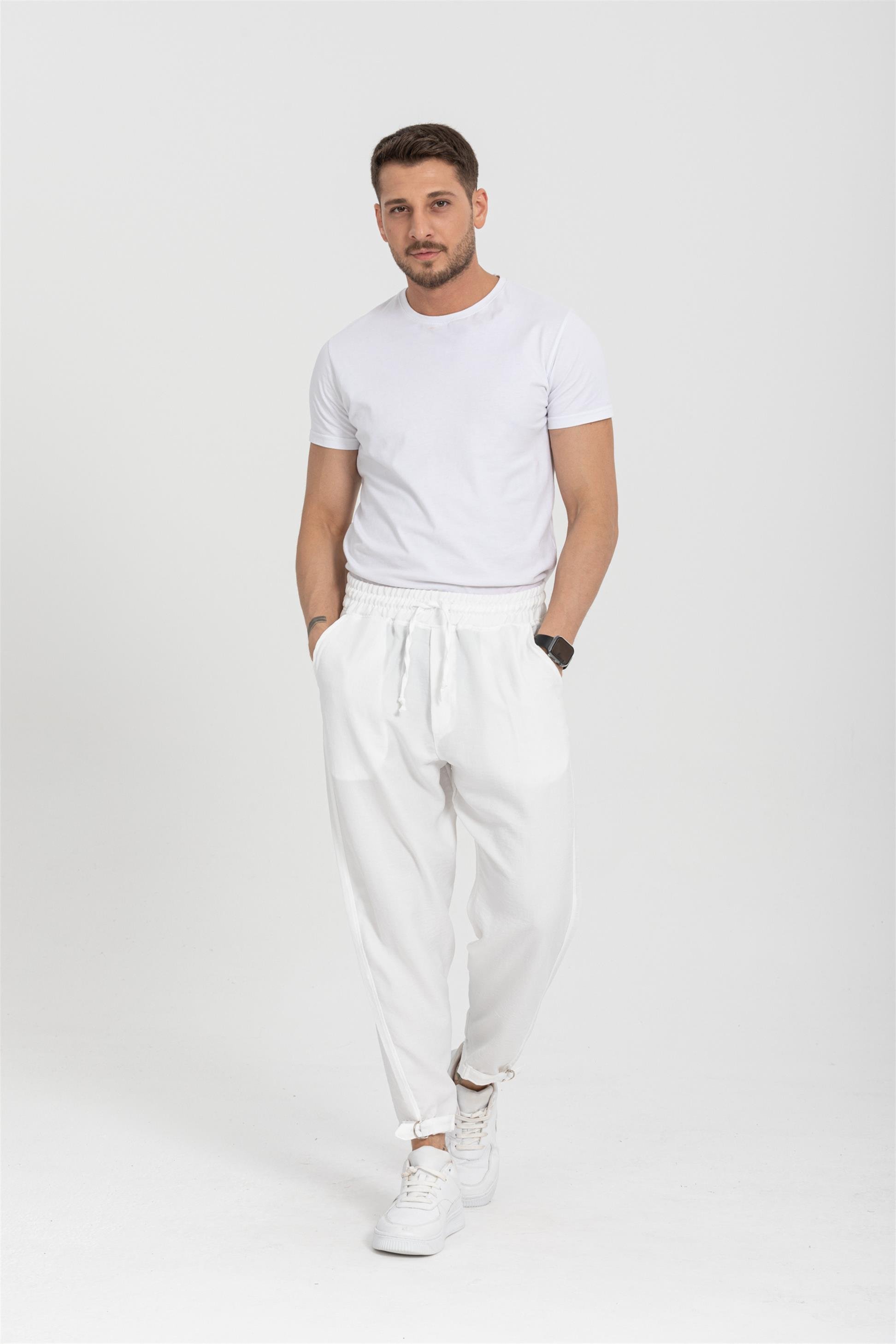 R-4326 Bel Lastikli Paça Toka Detaylı Pantolon