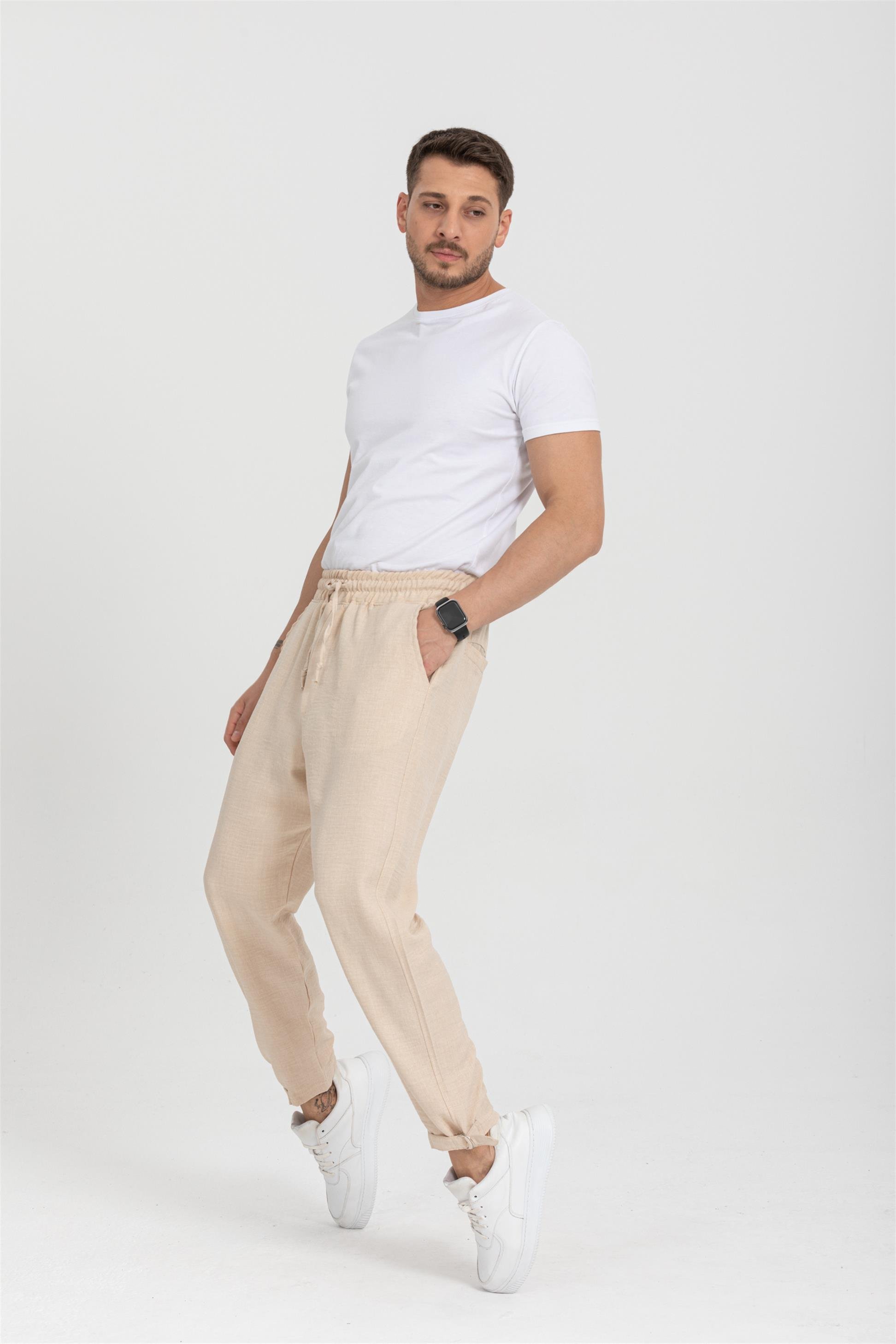 R-4326 Bel Lastikli Paça Toka Detaylı Pantolon