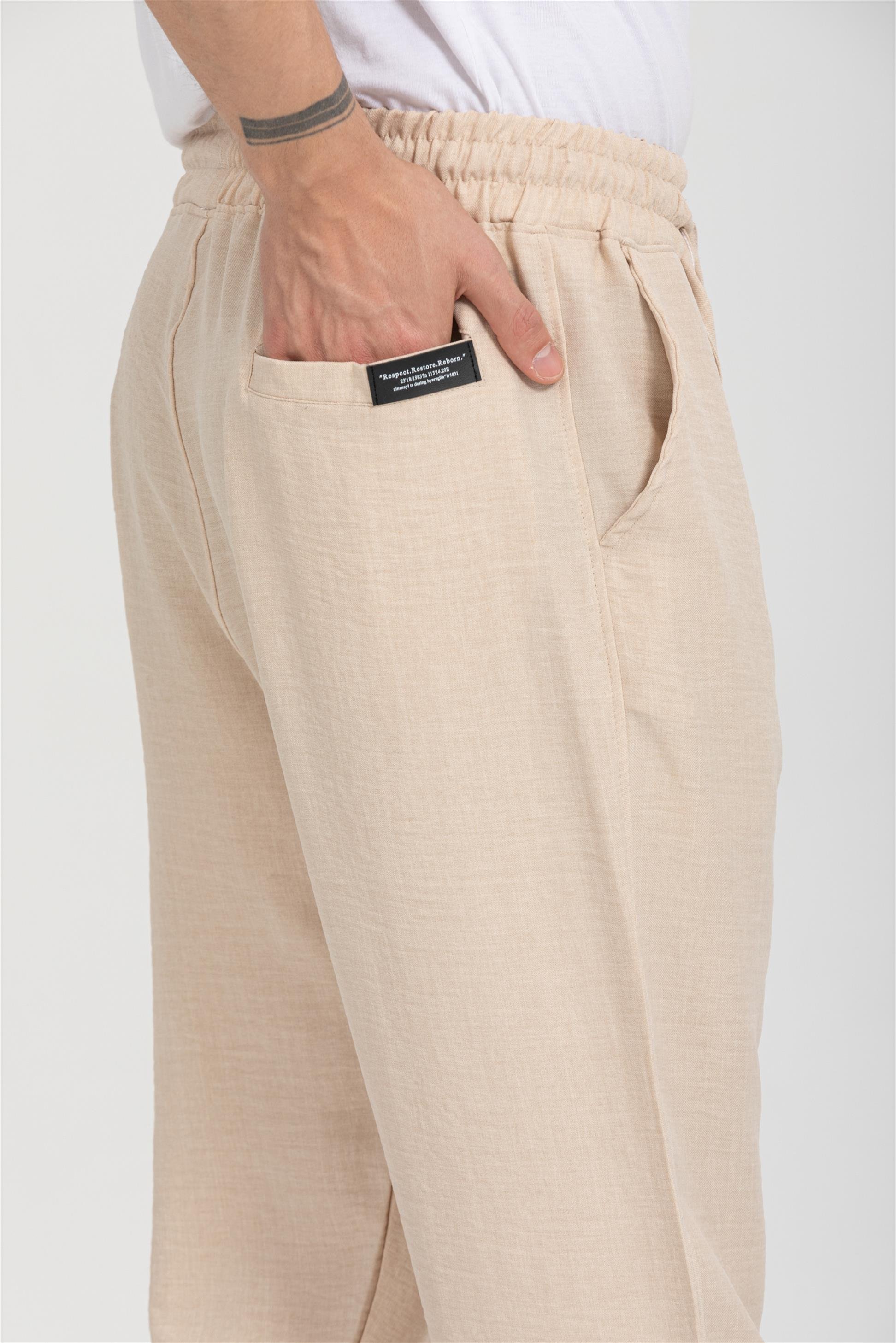 R-4326 Bel Lastikli Paça Toka Detaylı Pantolon