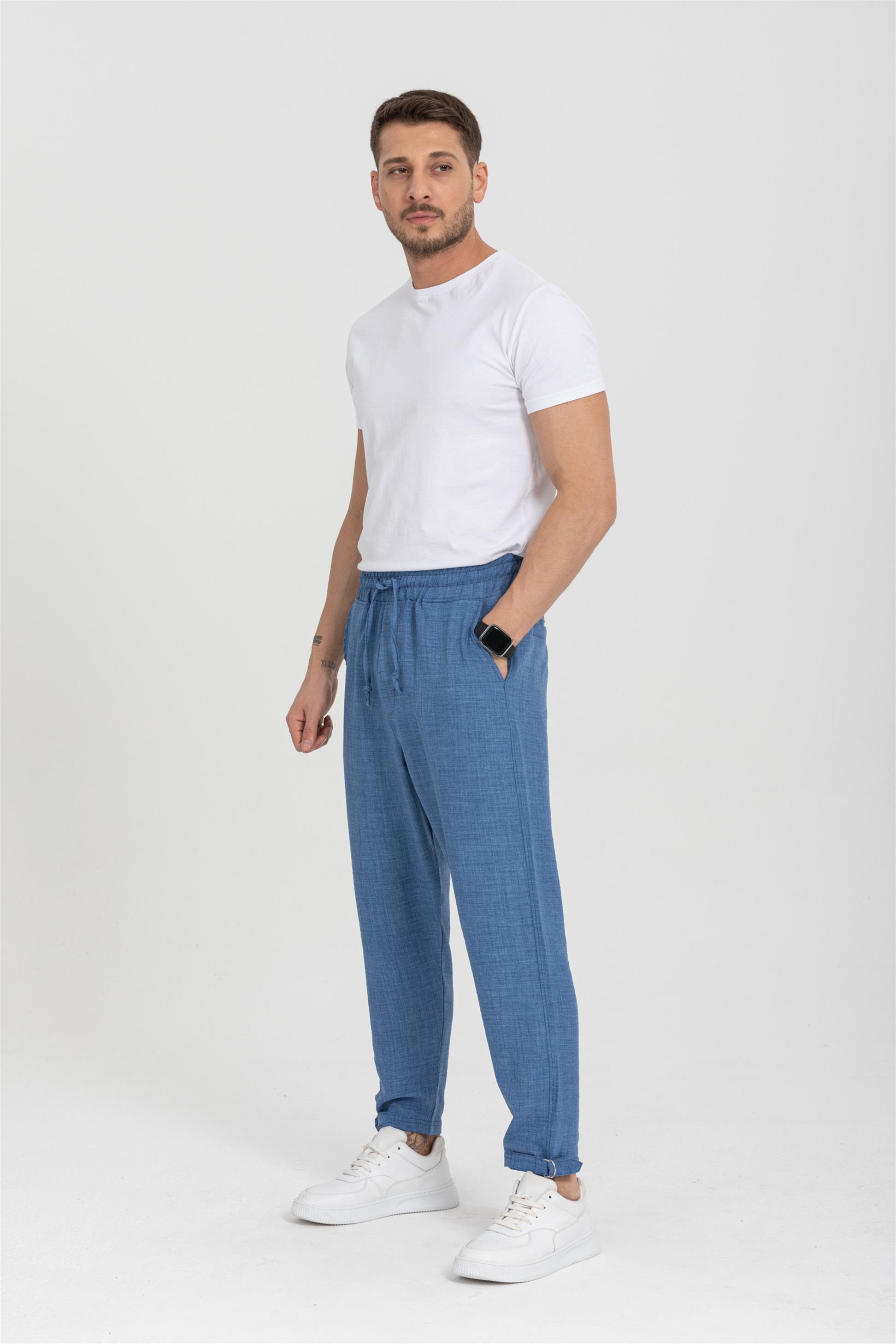 R-4326 Bel Lastikli Paça Toka Detaylı Pantolon