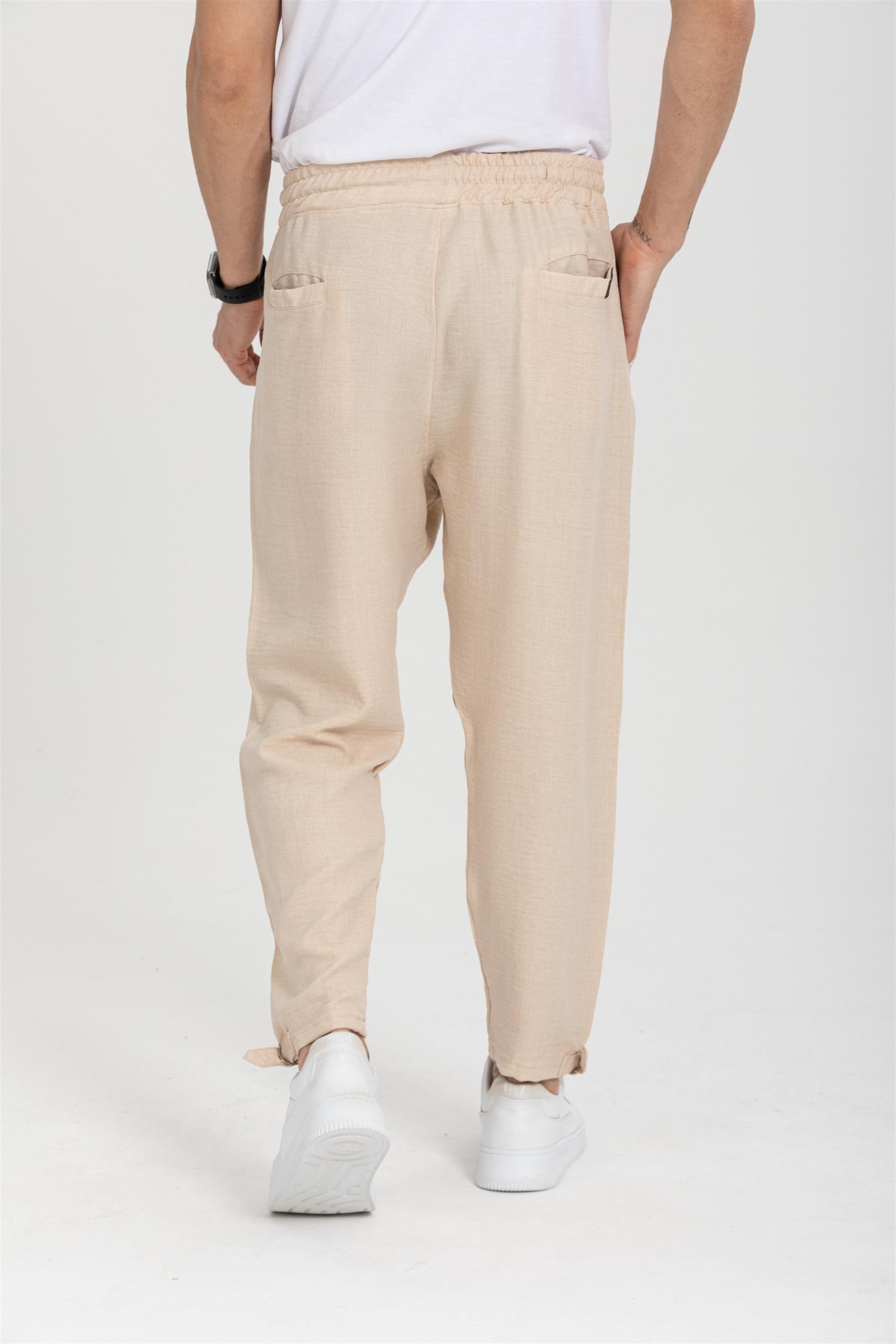 R-4326 Bel Lastikli Paça Toka Detaylı Pantolon