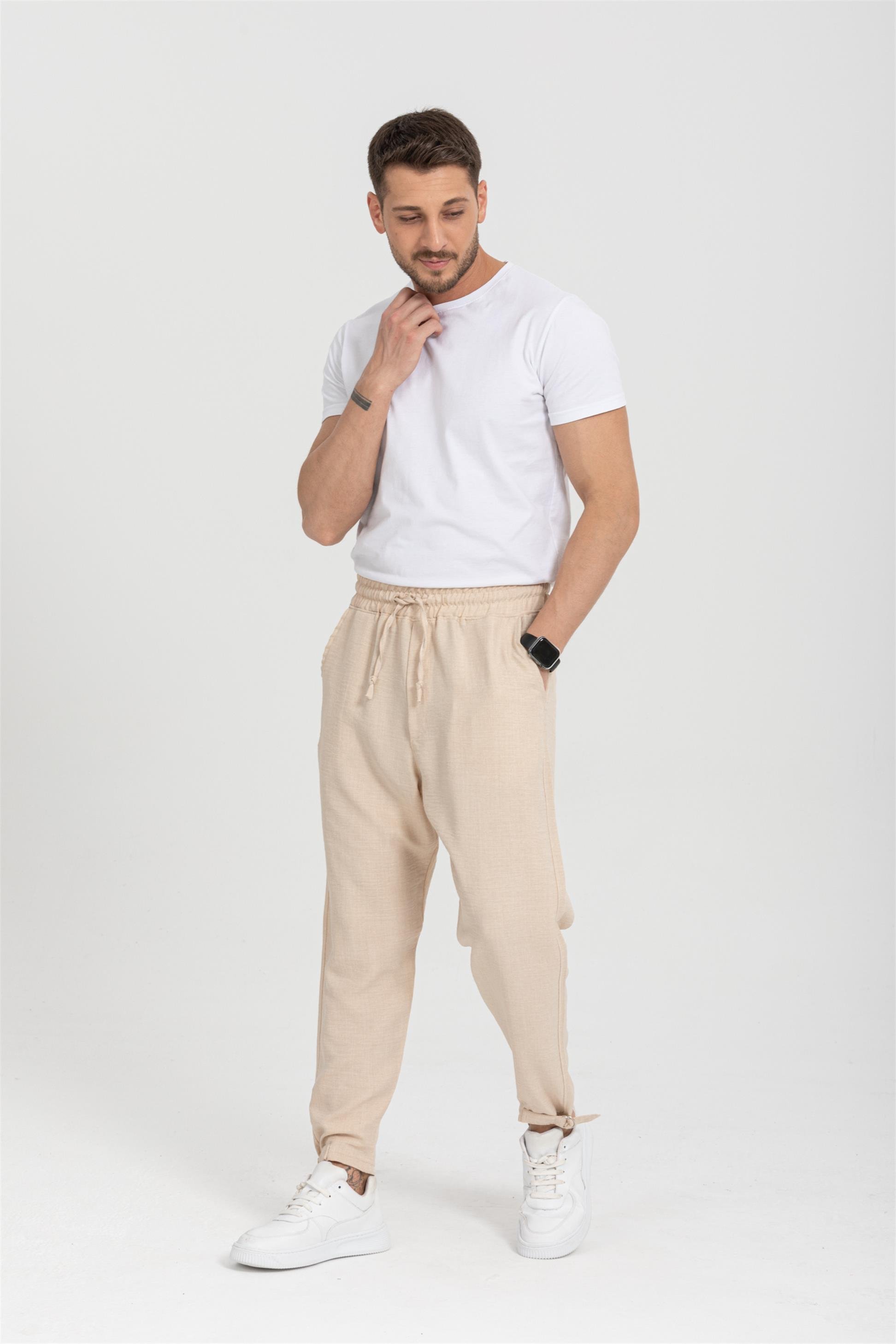 R-4326 Bel Lastikli Paça Toka Detaylı Pantolon