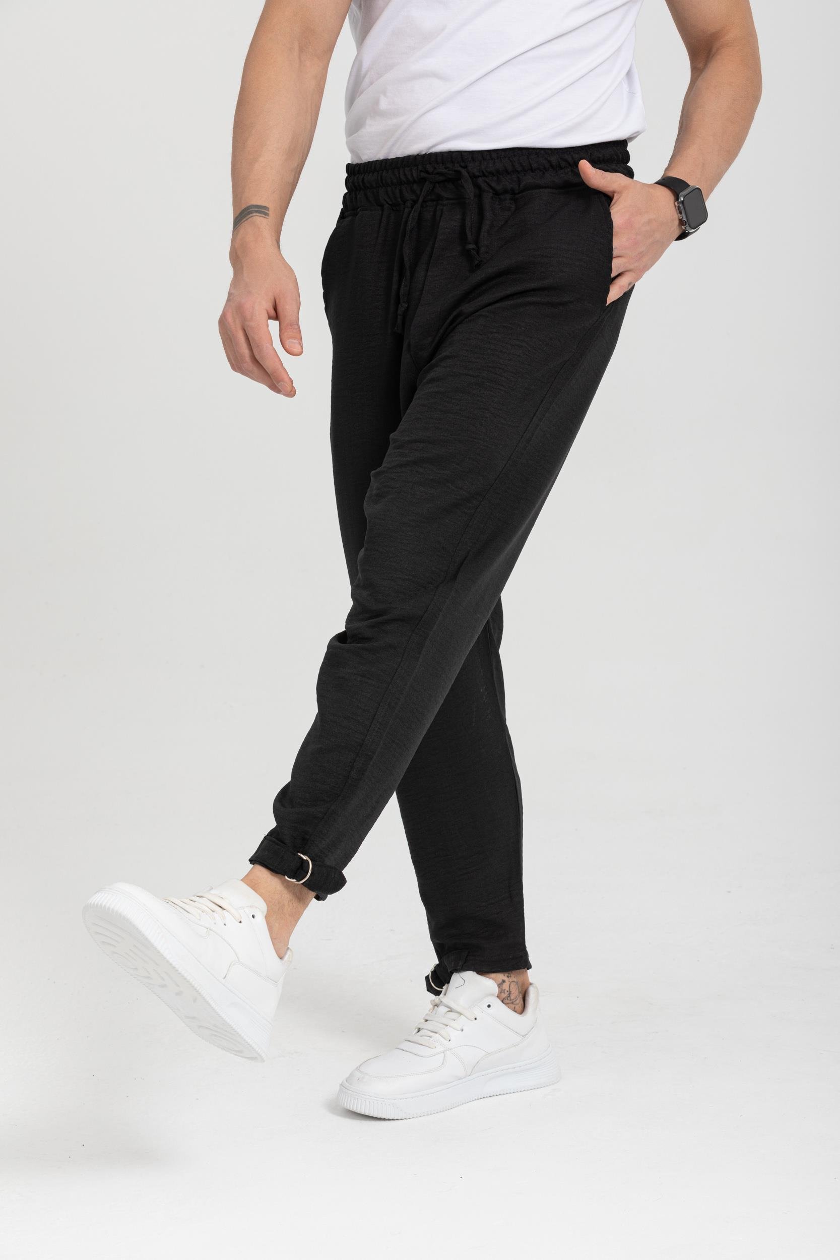 R-4326 Bel Lastikli Paça Toka Detaylı Pantolon