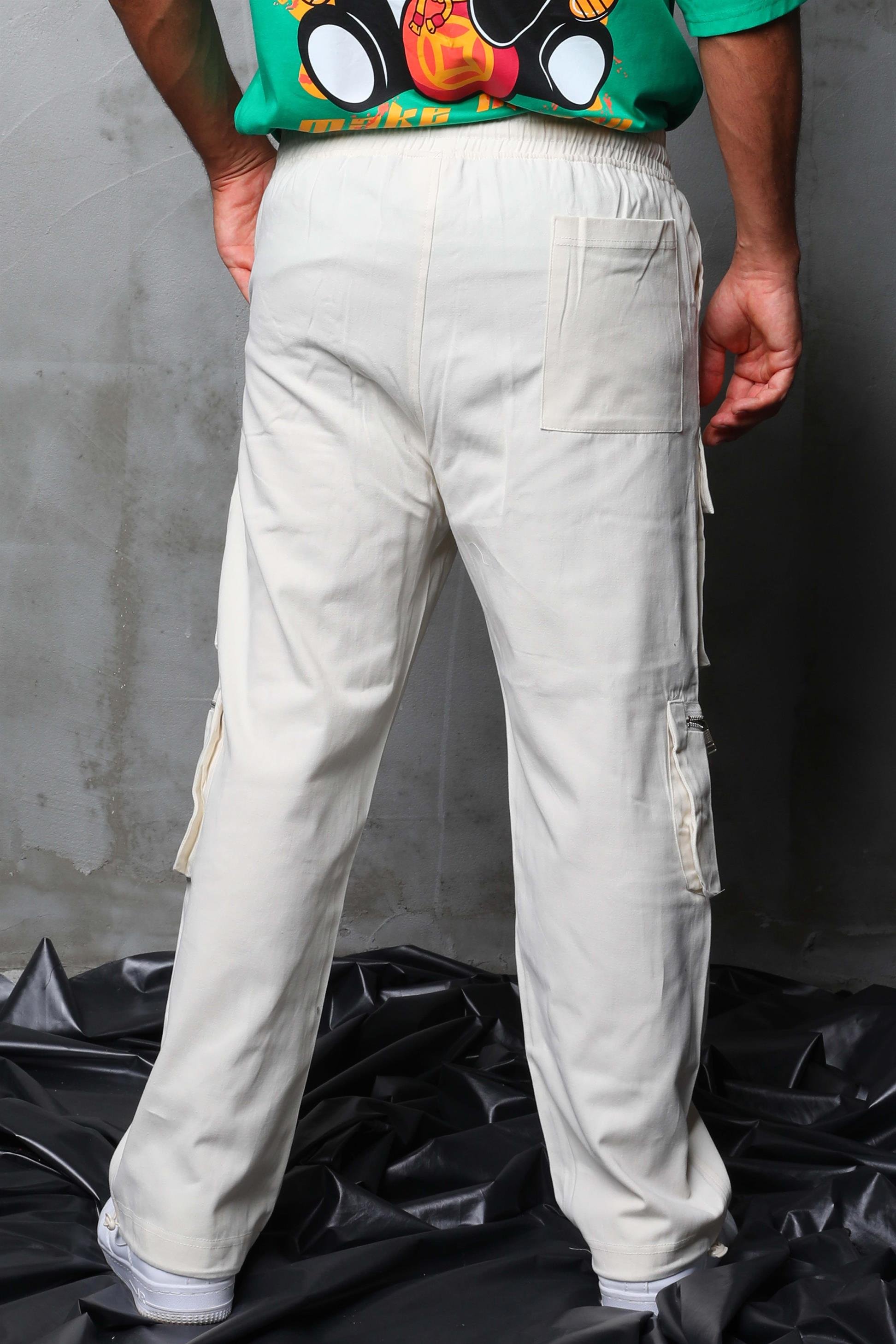 R-4331 Cep Fermuar Detaylı Bel Lastikli Gabardin Pantolon