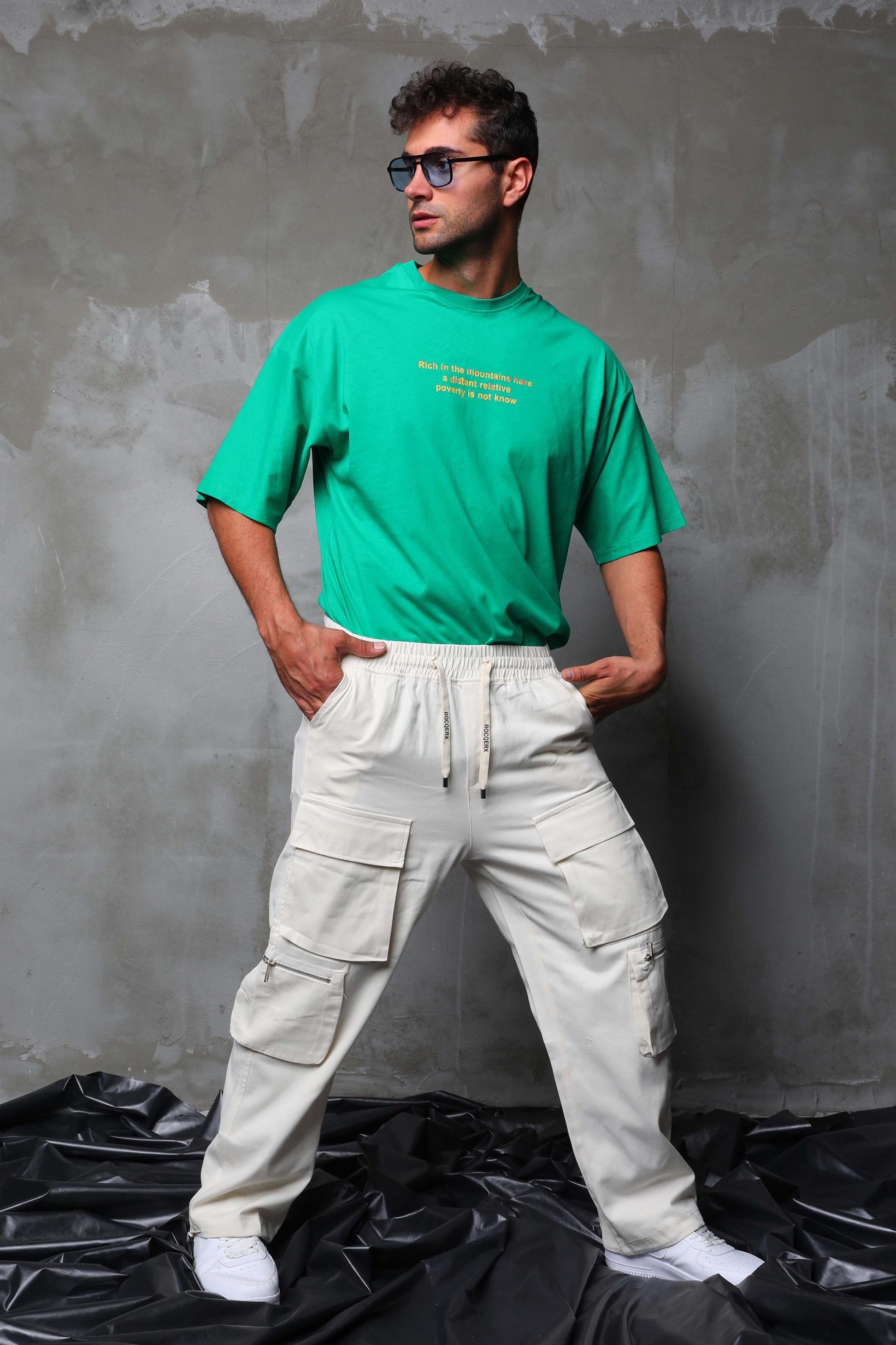 R-4331 Cep Fermuar Detaylı Bel Lastikli Gabardin Pantolon