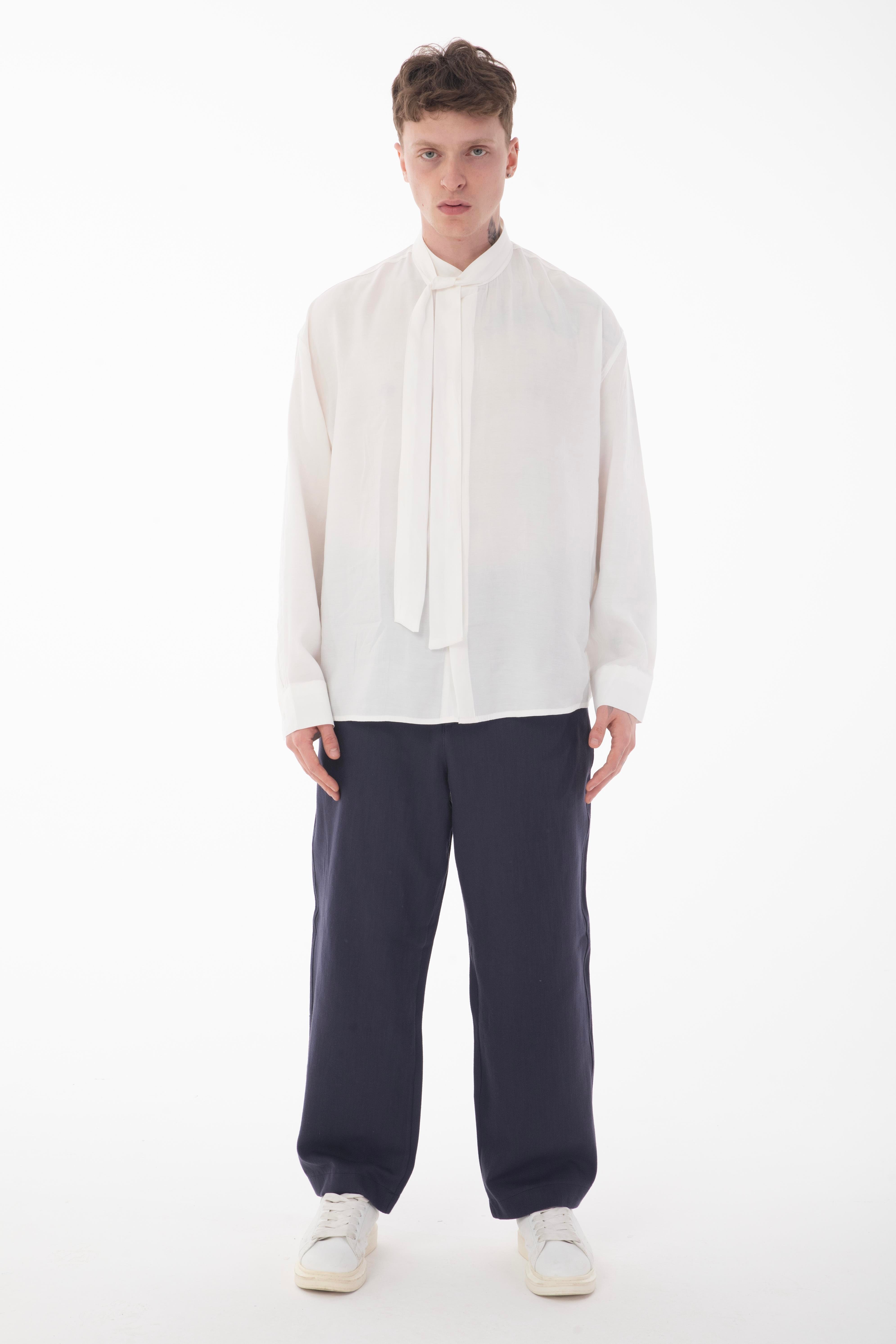 R-4415 Kemer Detaylı Keten Baggy Pantolon