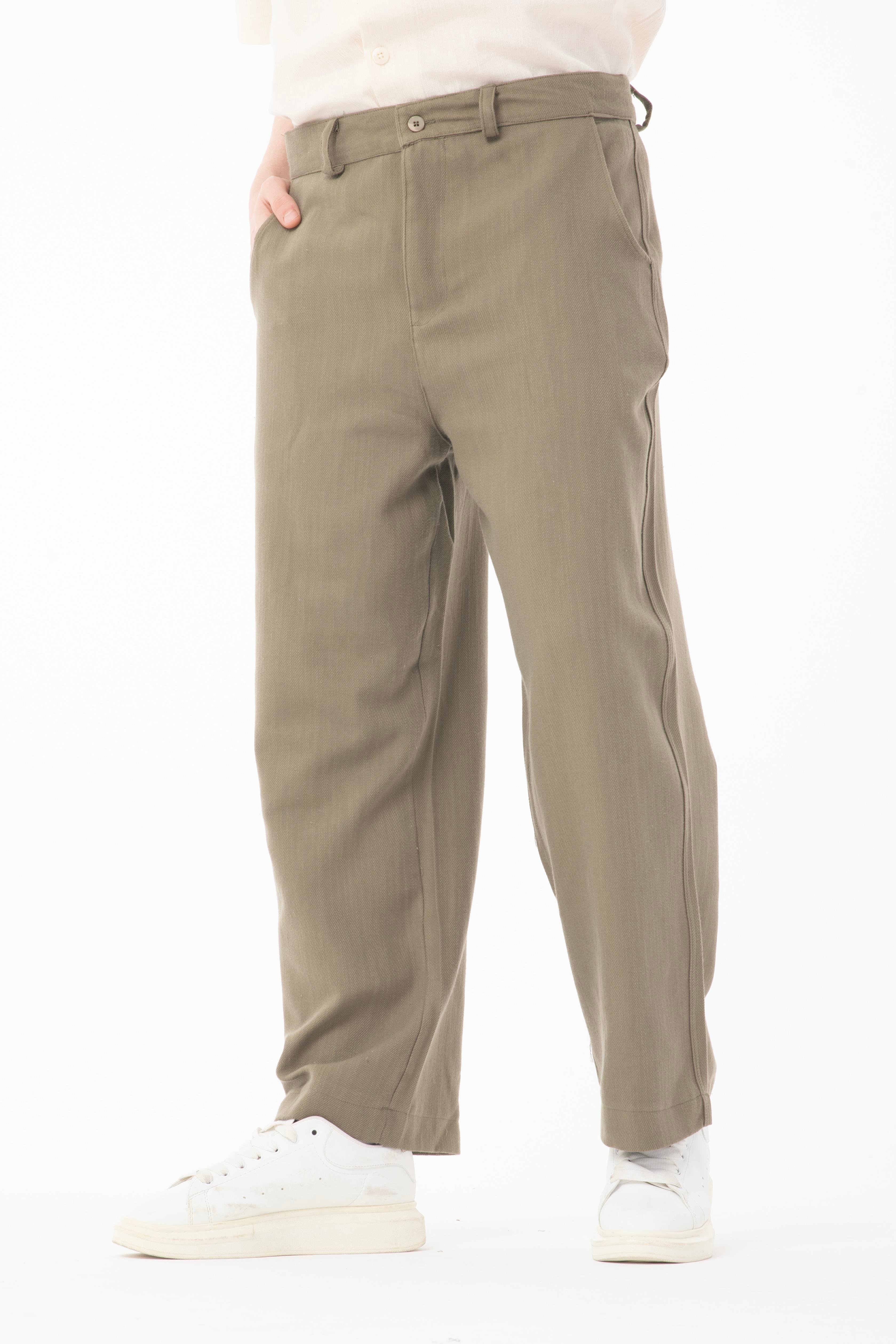 R-4415 Kemer Detaylı Keten Baggy Pantolon