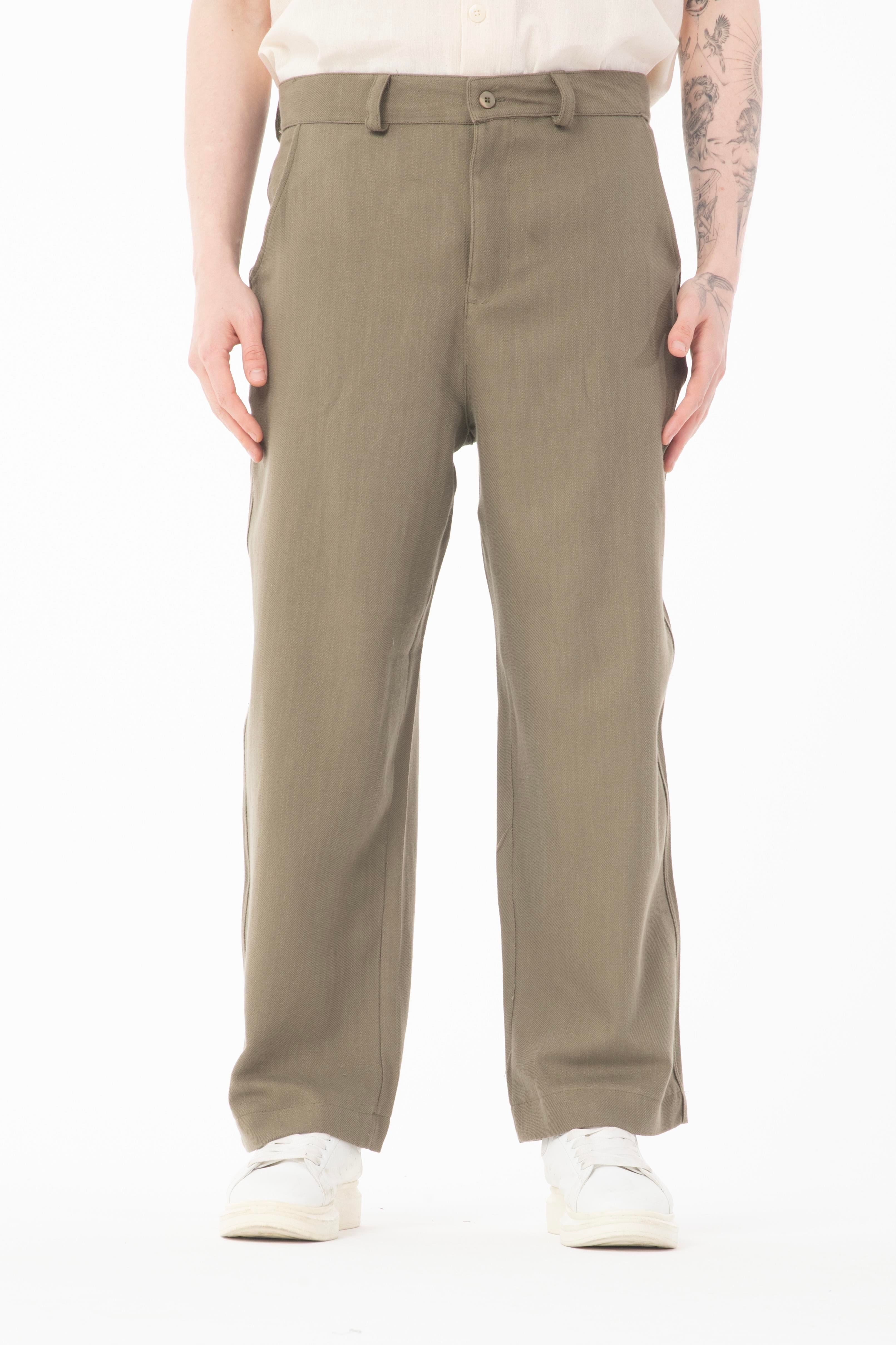 R-4415 Kemer Detaylı Keten Baggy Pantolon