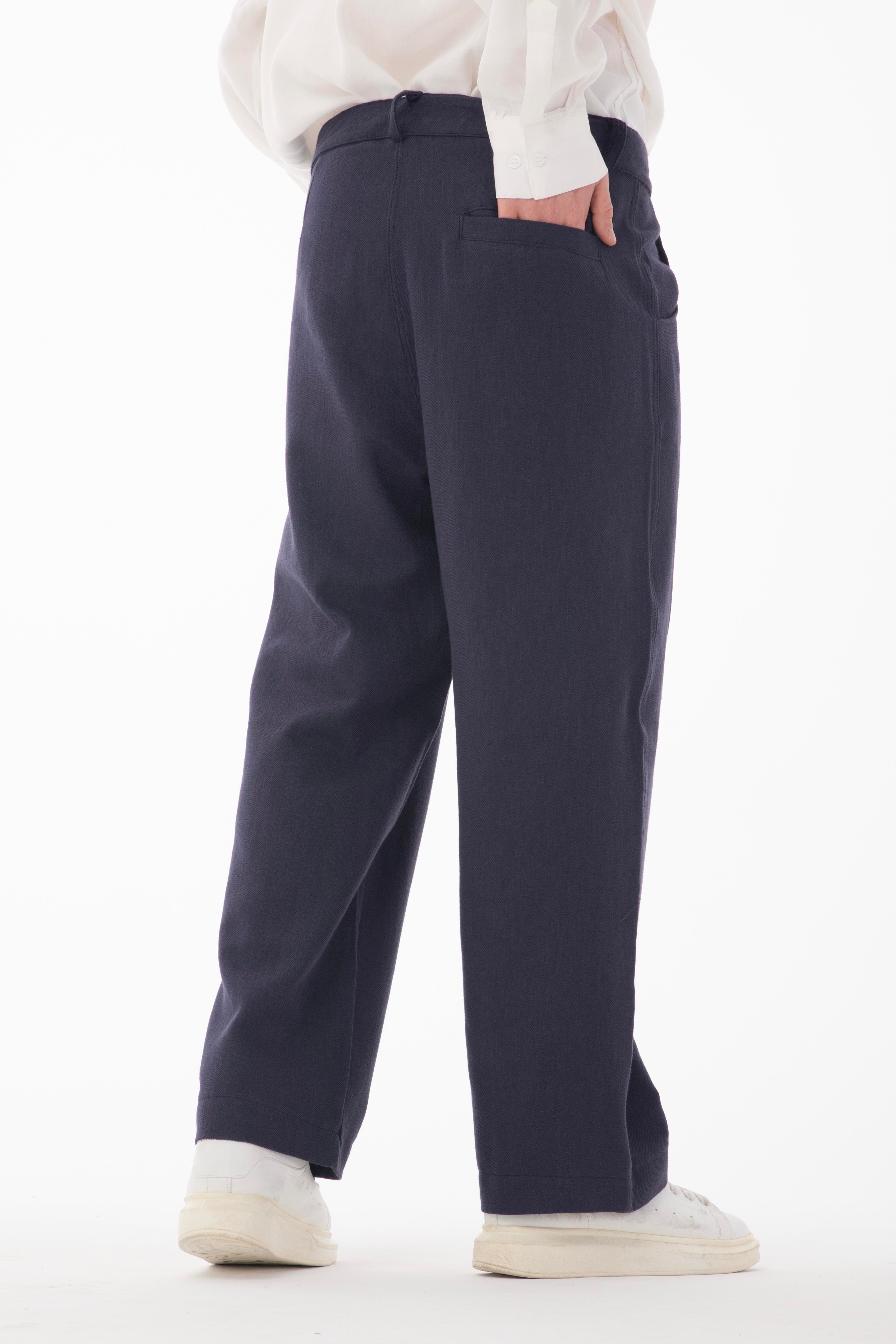 R-4415 Kemer Detaylı Keten Baggy Pantolon