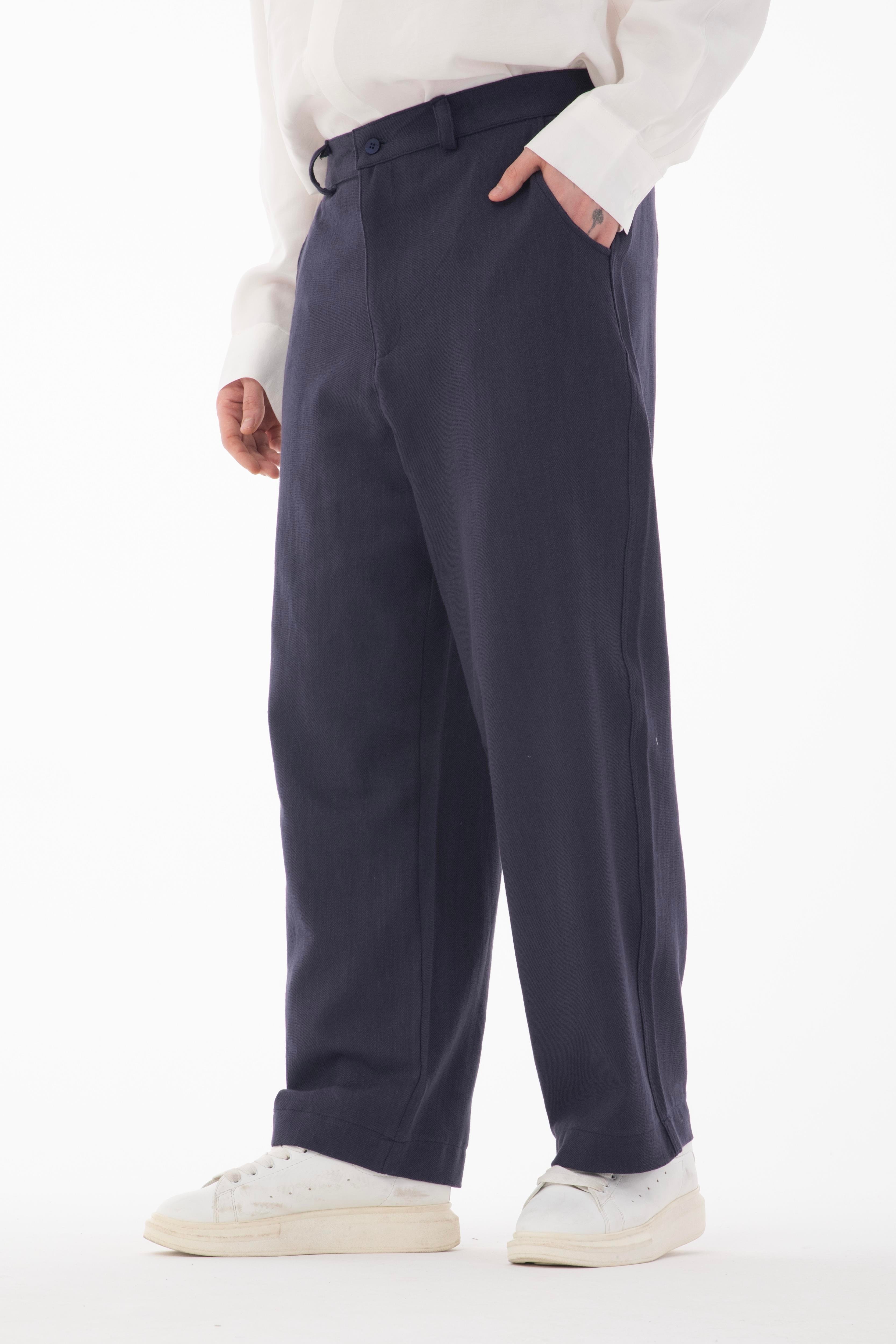 R-4415 Kemer Detaylı Keten Baggy Pantolon