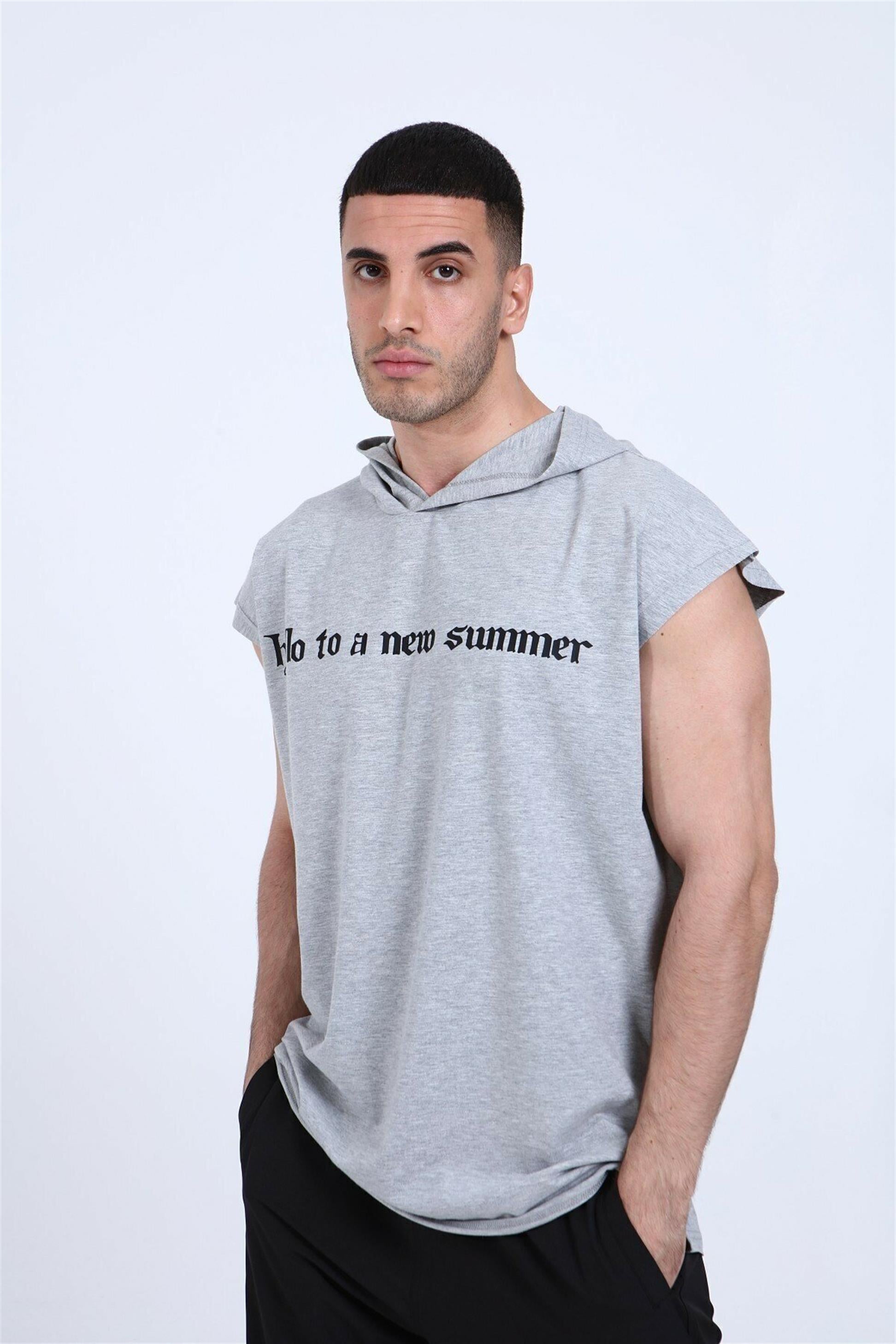 R-5039 KAPÜŞONLU KOLSUZ T-SHİRT