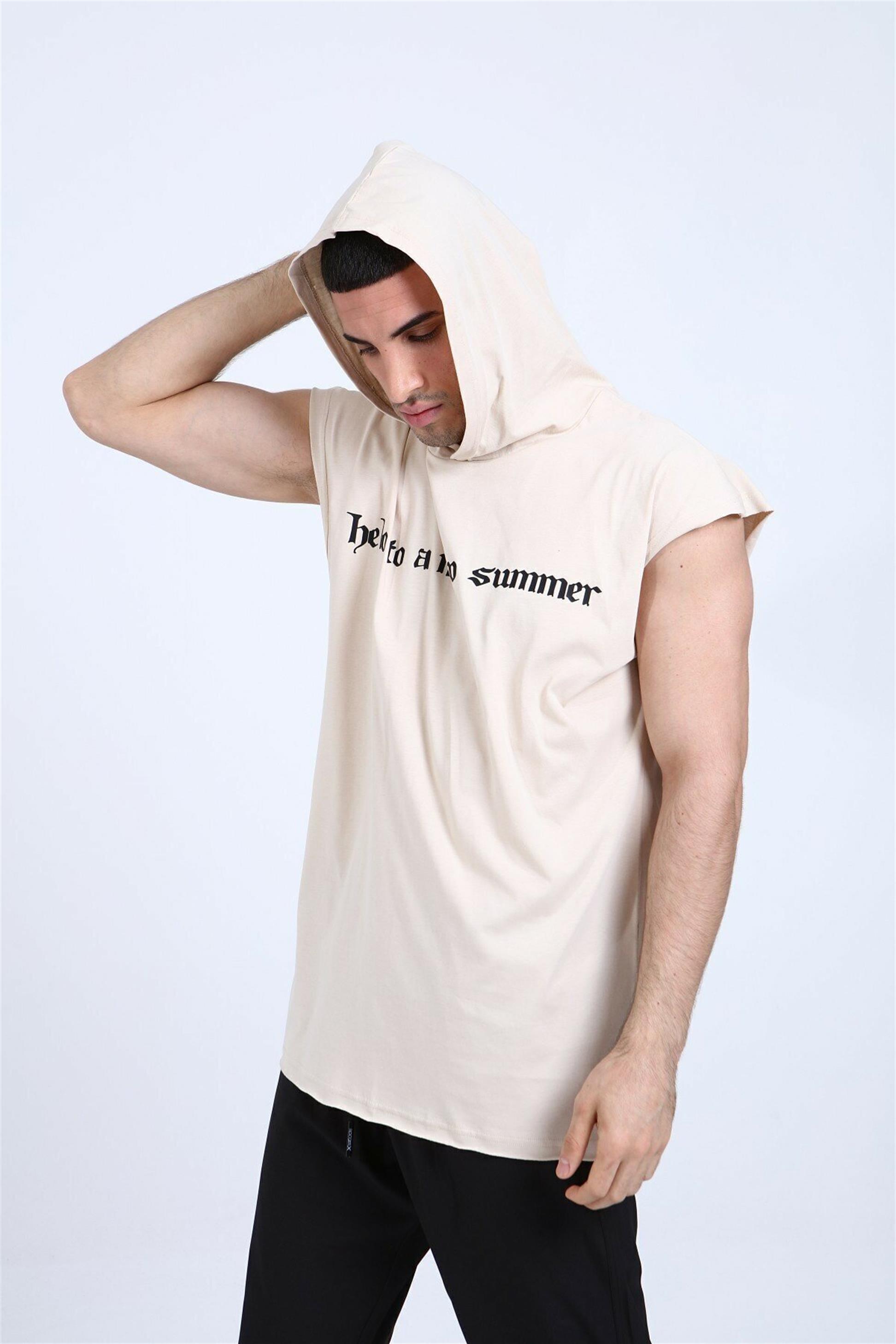 R-5039 KAPÜŞONLU KOLSUZ T-SHİRT