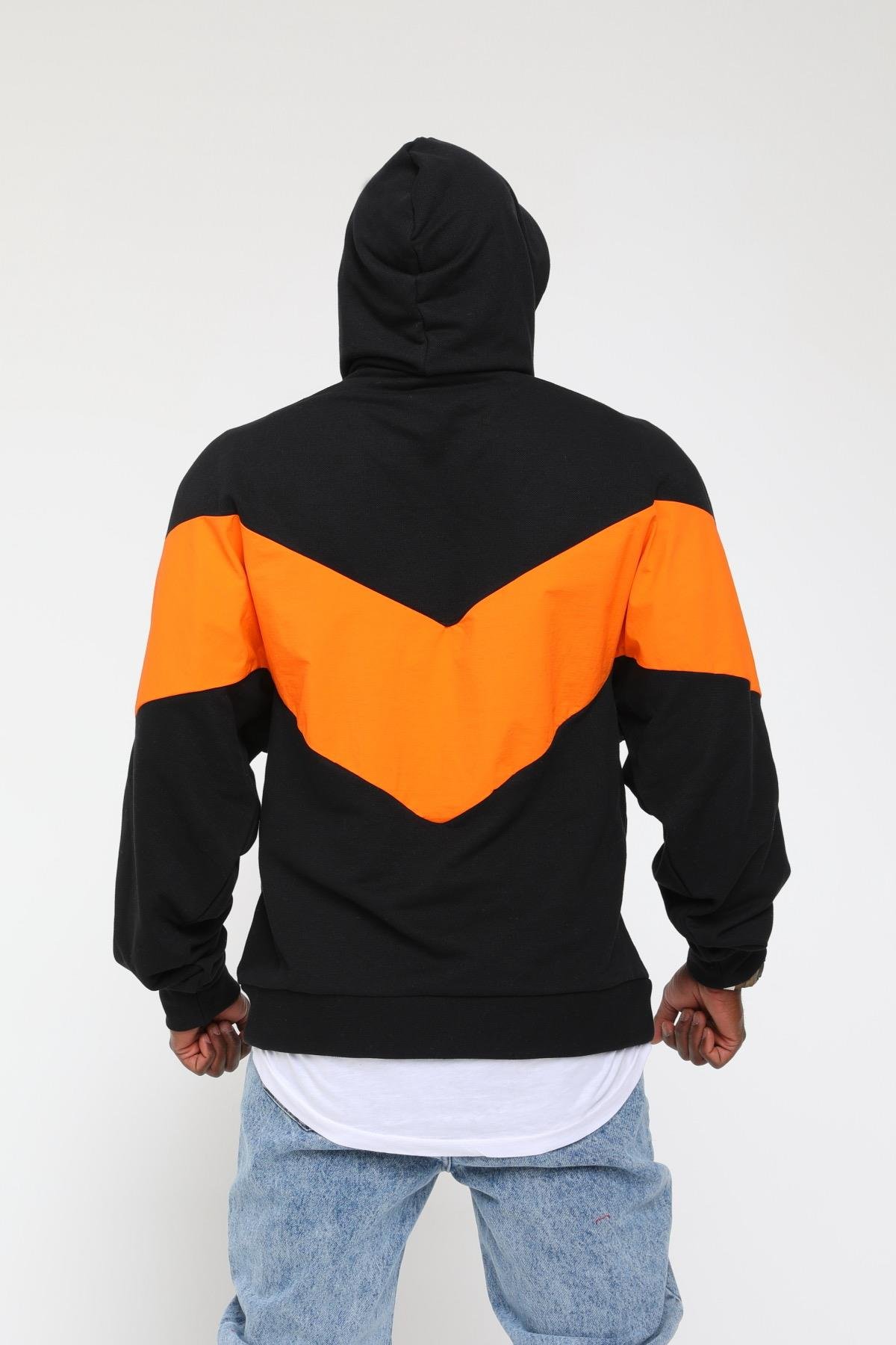 R-5158  ORANJ GARNİLİ KAPÜŞONLÜ  SWEAT