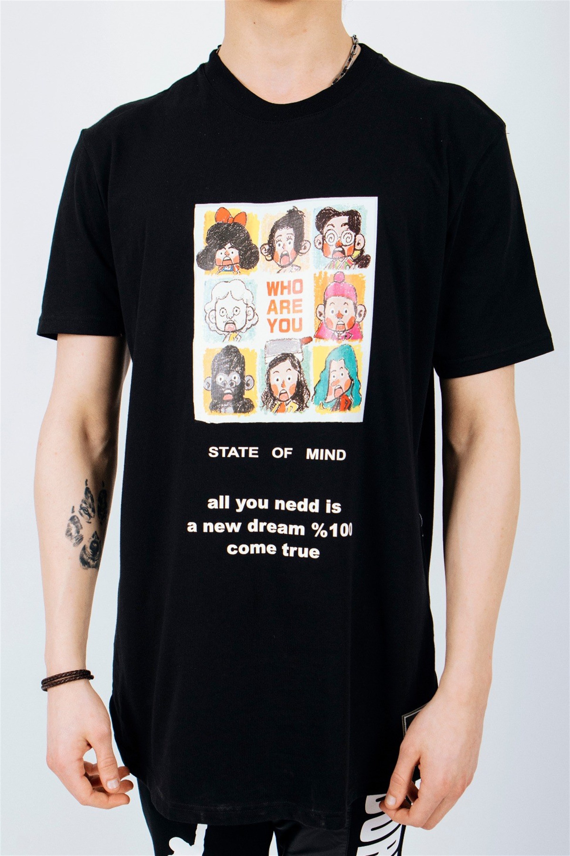 R-5191  STATE OF MIND BASKILI T-SHİRT