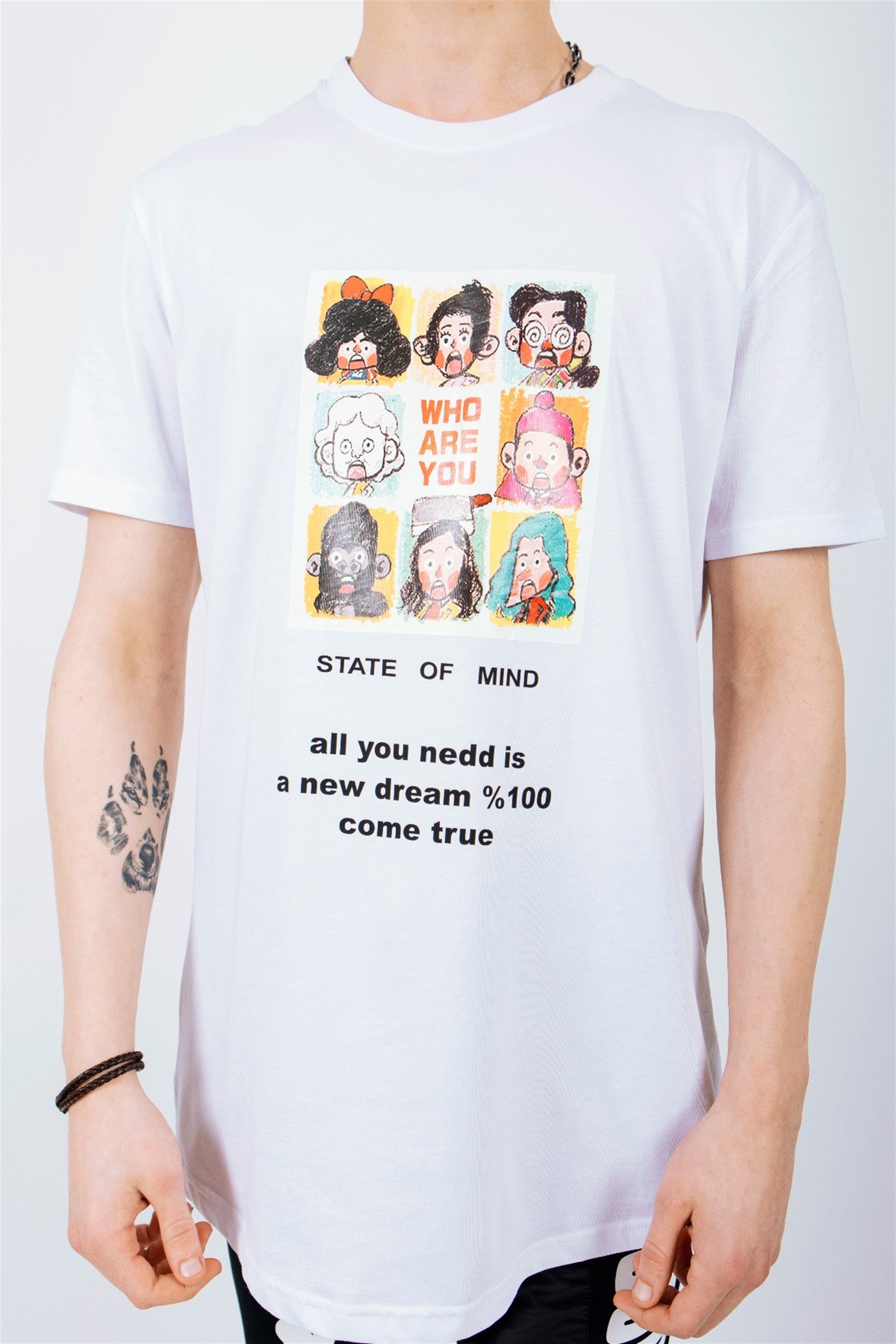 R-5191  STATE OF MIND BASKILI T-SHİRT