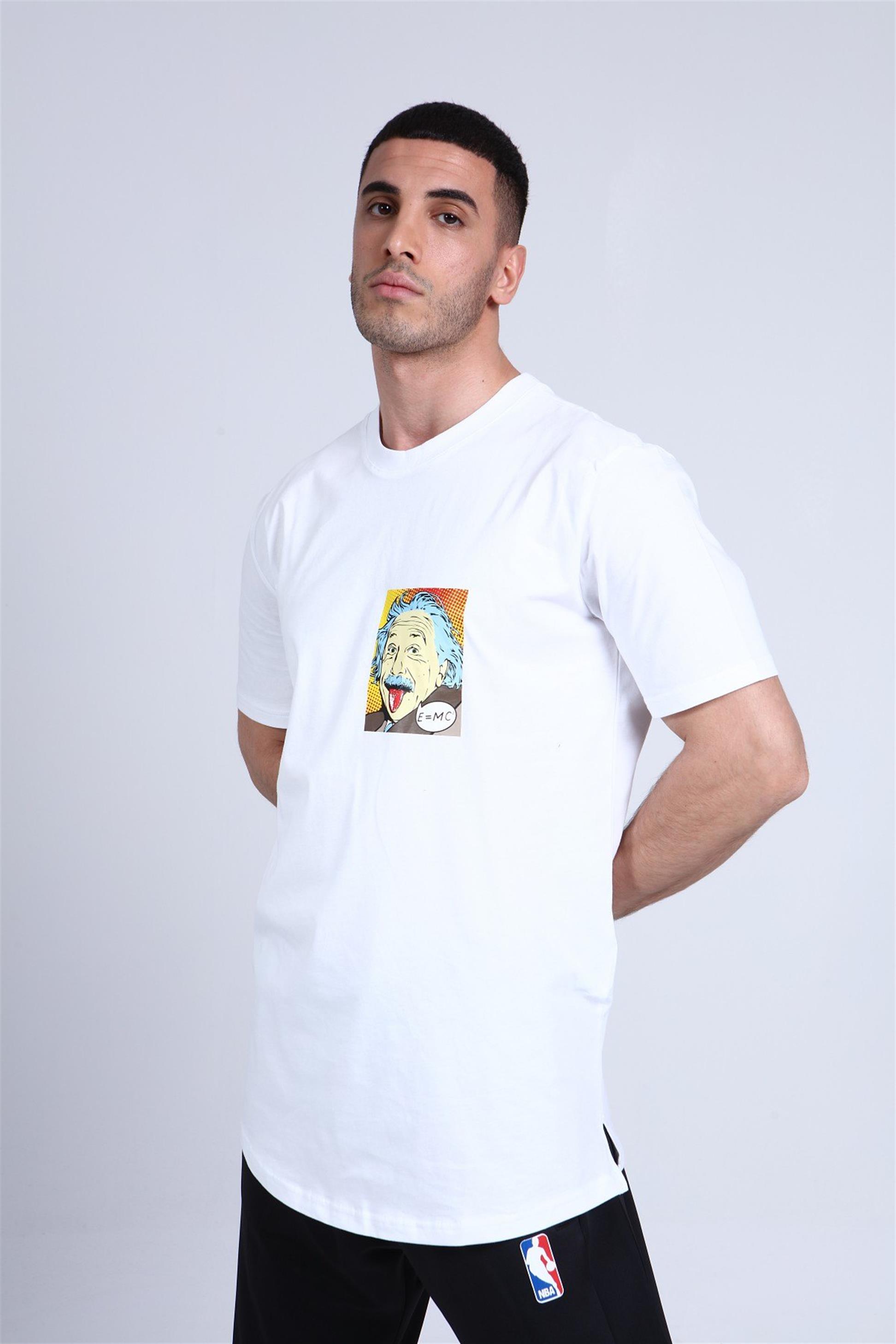 R-5215 ÖN VE ARKASI EİNSTEİN BASKILI  T-SHİRT