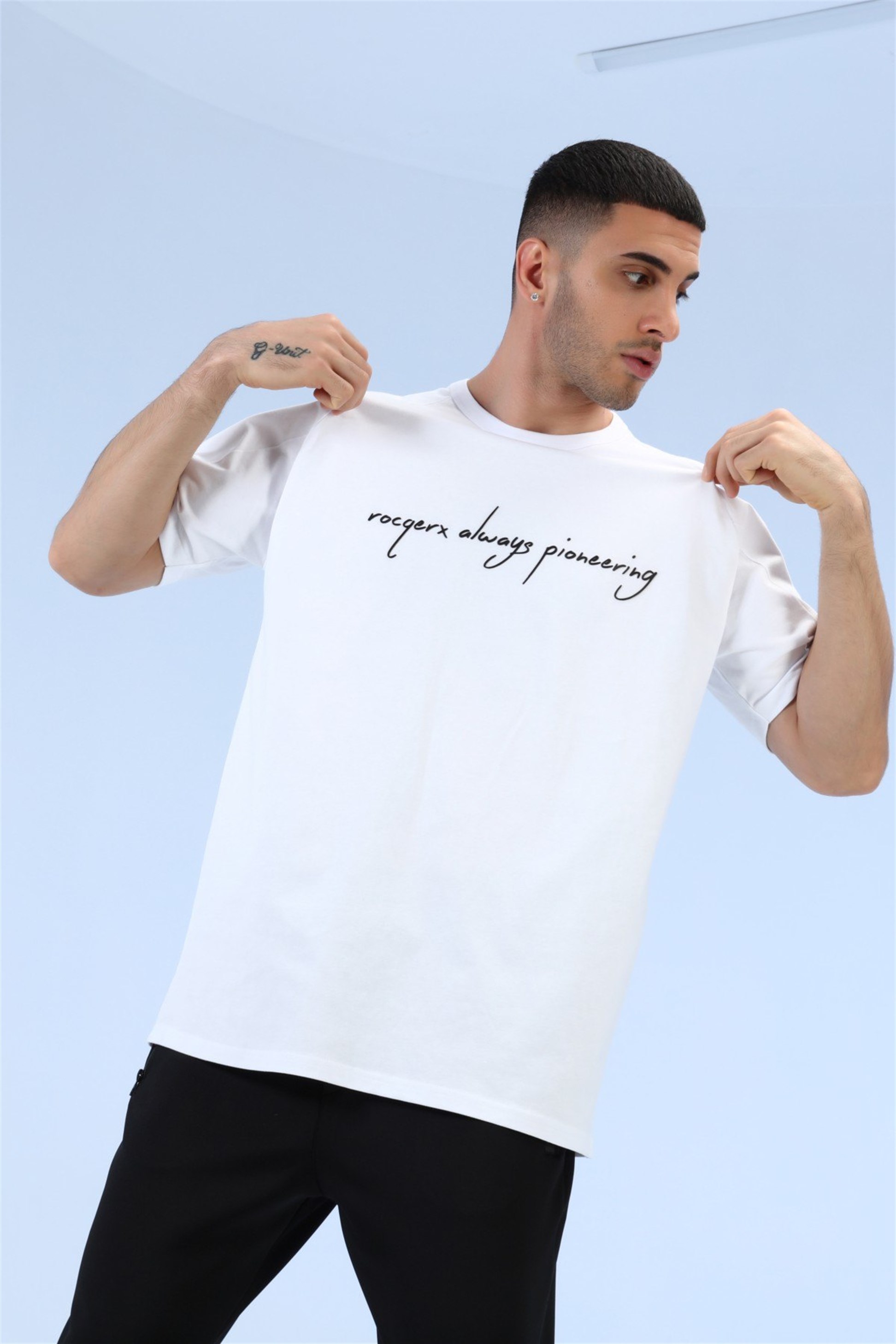 R-5259 ROCQERX ALWAYS PİONEERİNG BASKLILI T-SHİRT