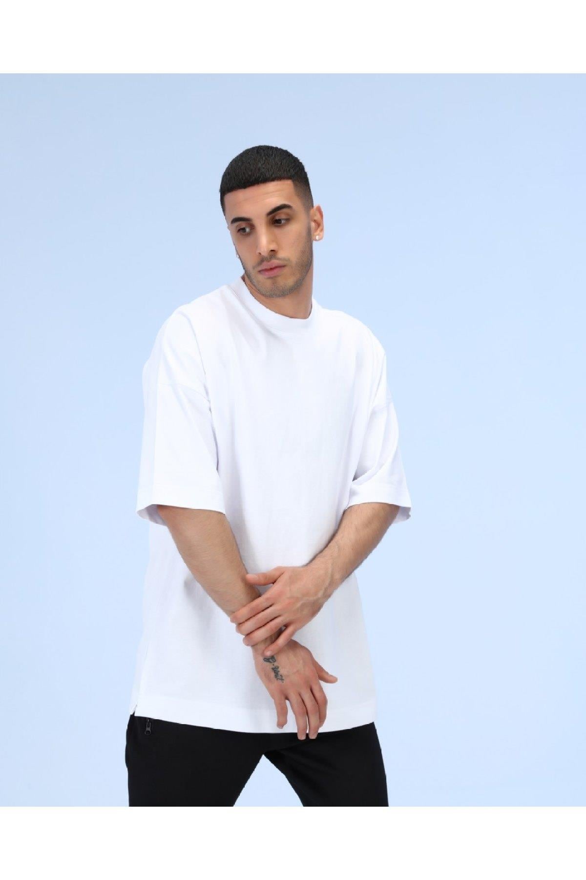 R-5274 OVERSIZE T-SHİRT YANLARI YIRTMAÇLI