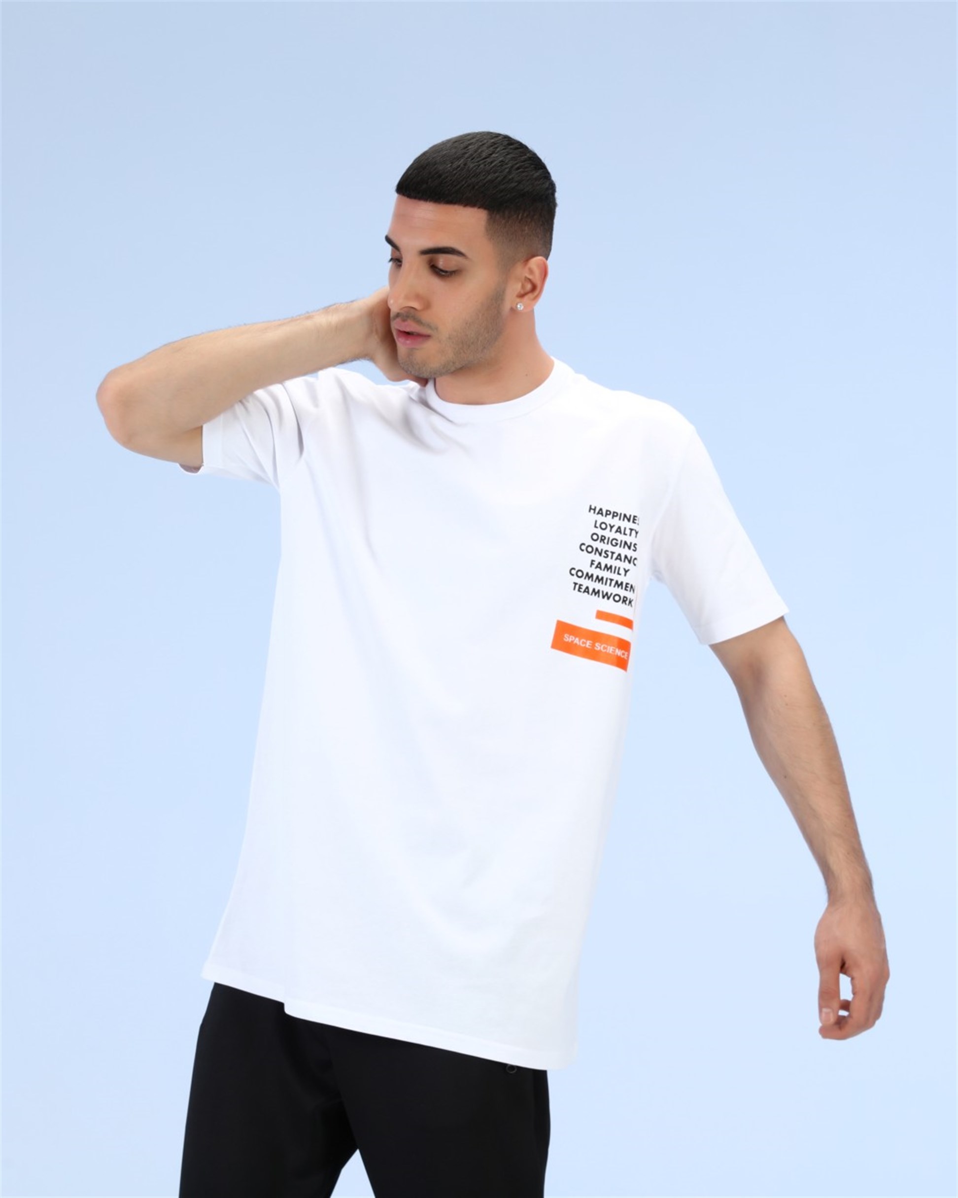 R-5278 OVERSİZE HAPPINESS LOYALTY ORIGINS BASKILI T-SHİRT