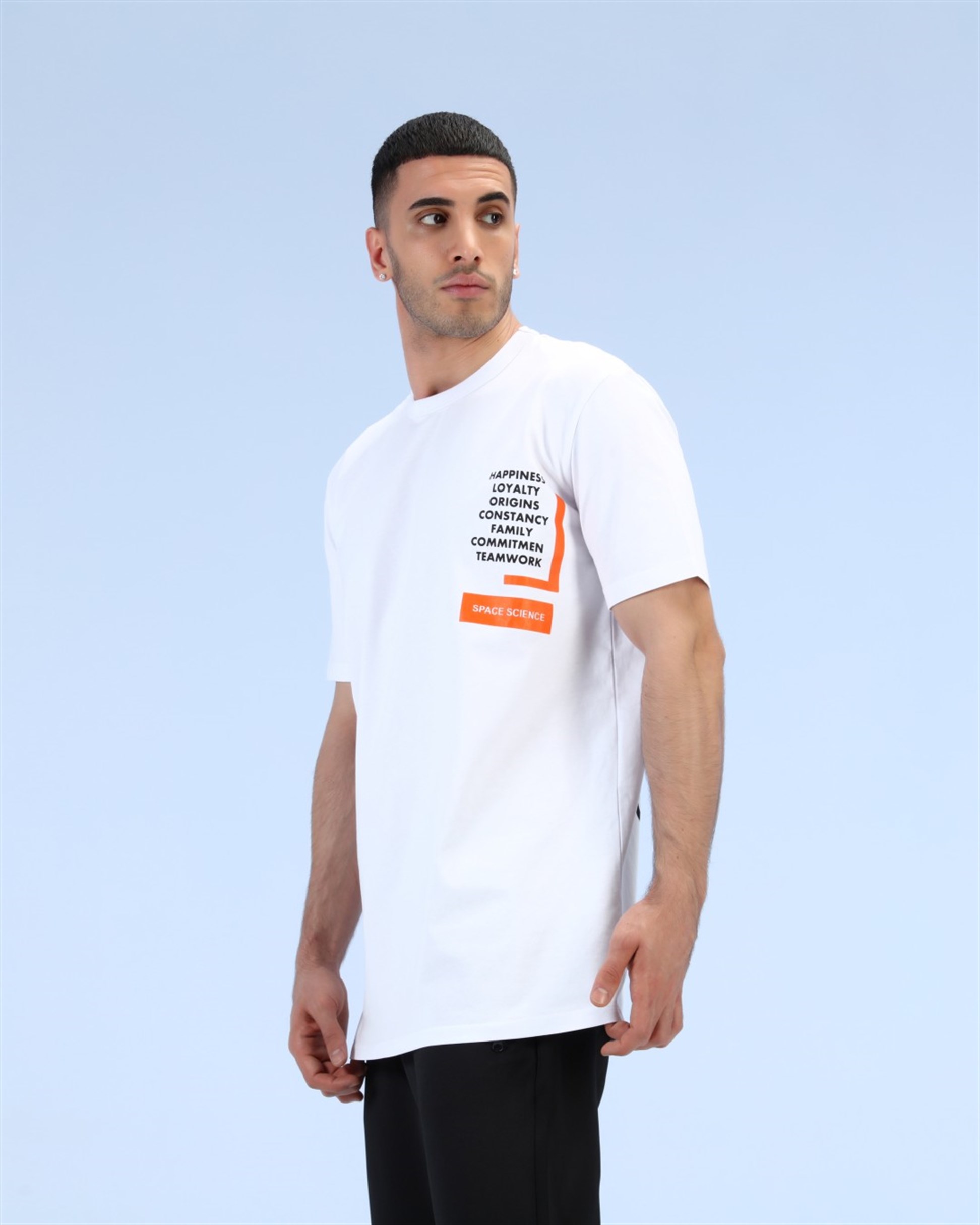 R-5278 OVERSİZE HAPPINESS LOYALTY ORIGINS BASKILI T-SHİRT