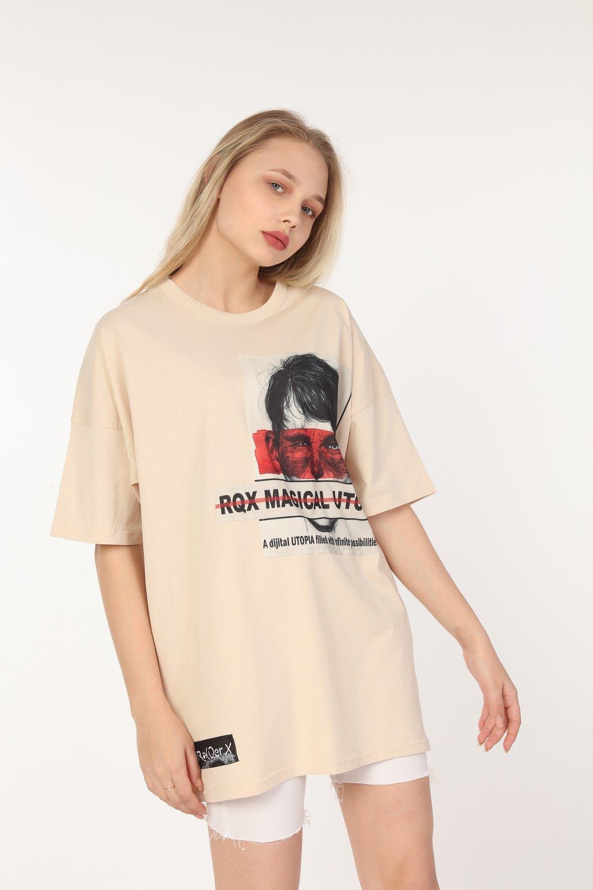 R-5283 OVERSİZE PATCHLİ T-SHİRT