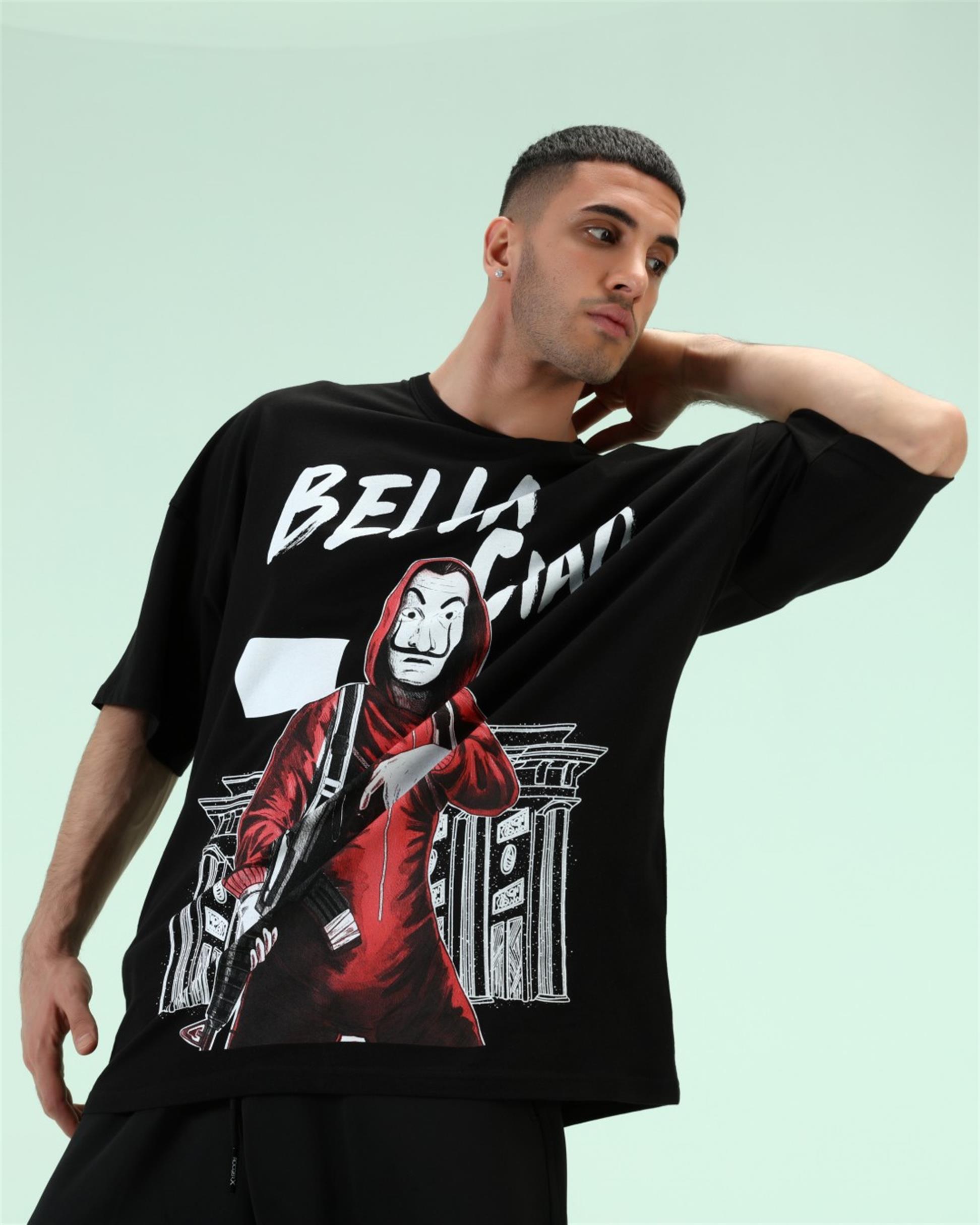 R-5288 OVERSİZE BELLA CIAO BASKILI T-SHİRT