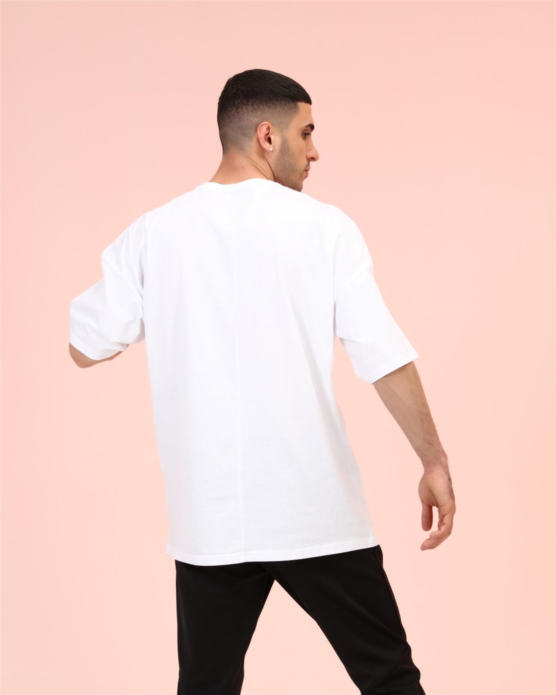 R-5288 OVERSİZE BELLA CIAO BASKILI T-SHİRT