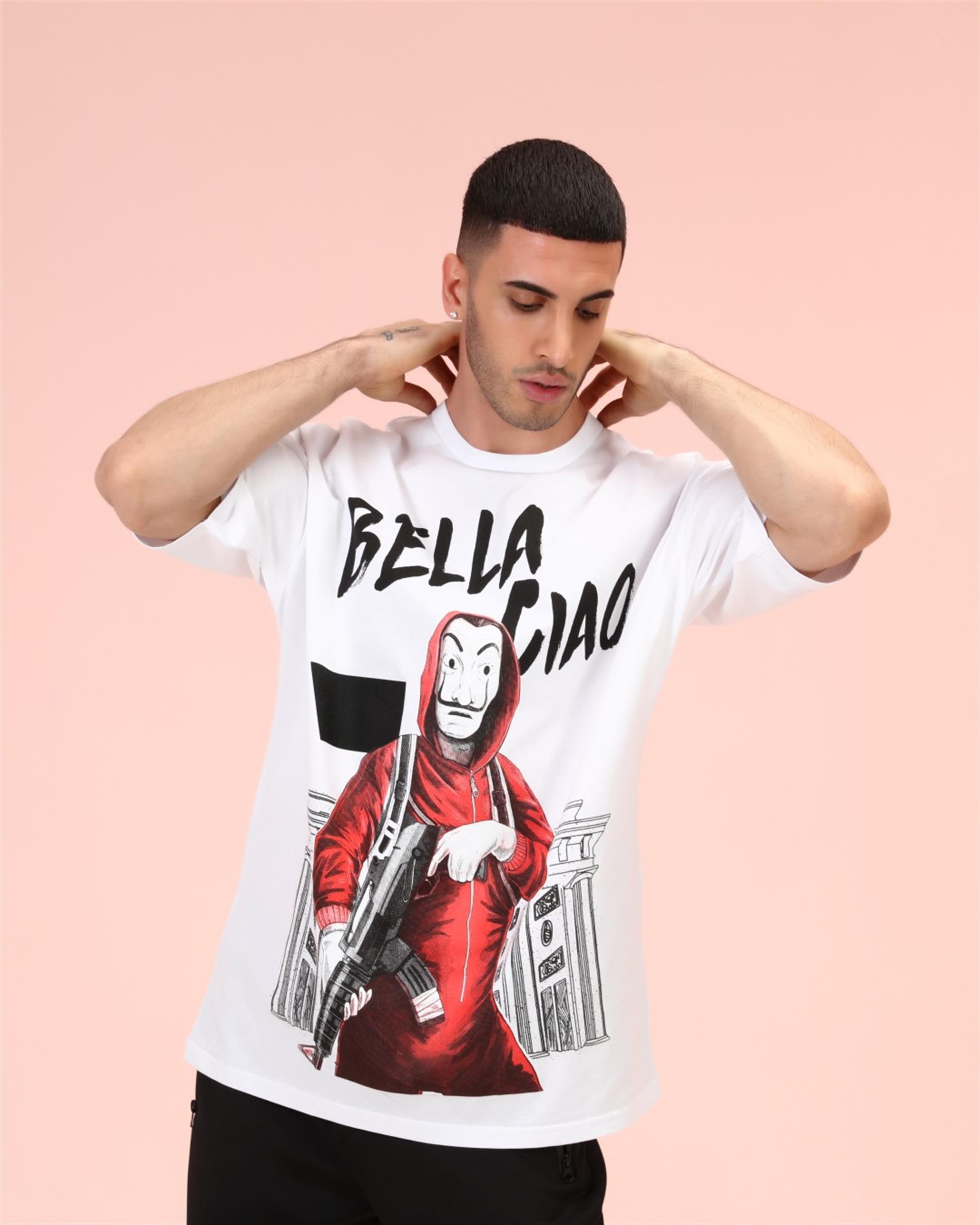 R-5288 OVERSİZE BELLA CIAO BASKILI T-SHİRT