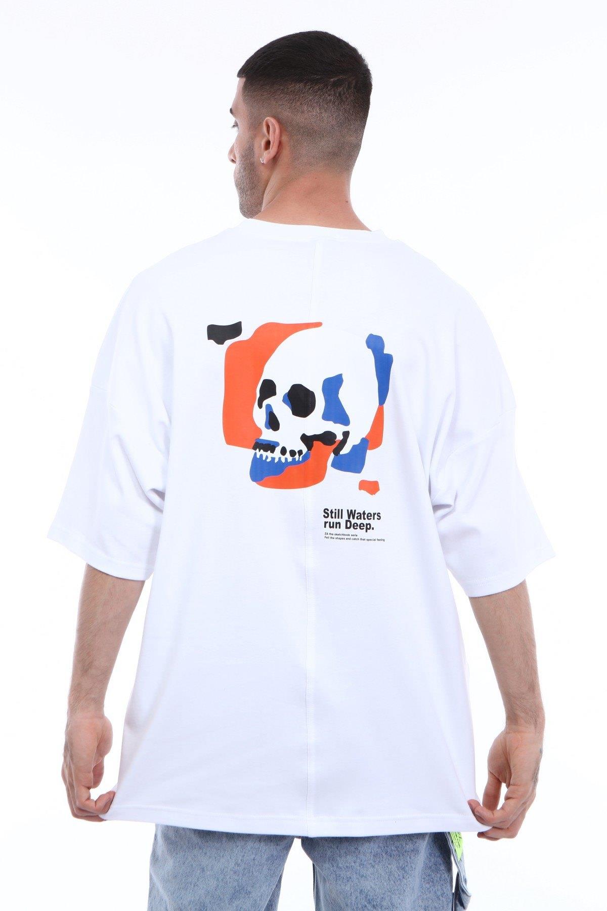 R- 5317 KURU KAFA BASKI DETAYLI T-SHİRT