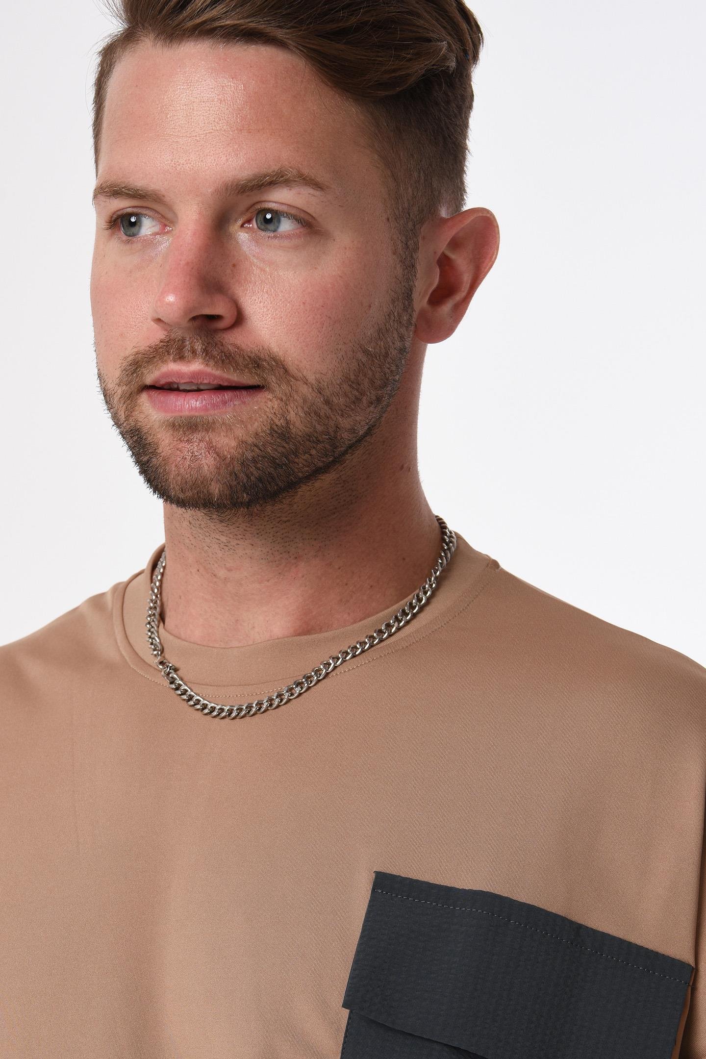 R-5547 Garni Kapaklı Cepli Karyoka Dikişli Oversize Scuba T-shirt