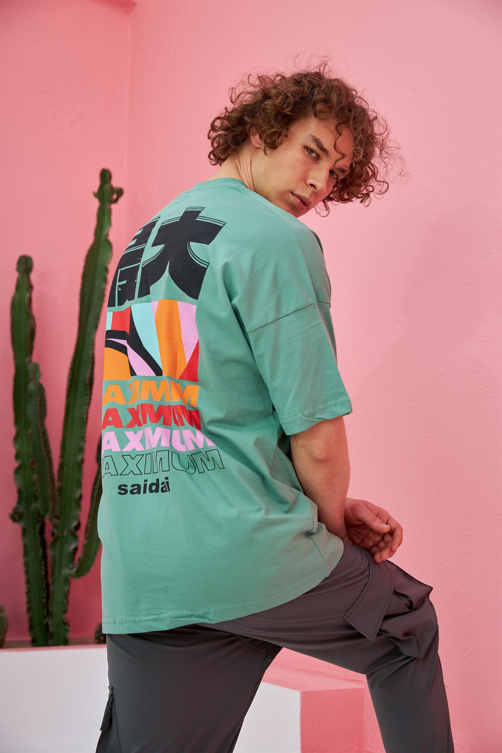 R-5555 Maximum Baskılı Oversize T-shirt