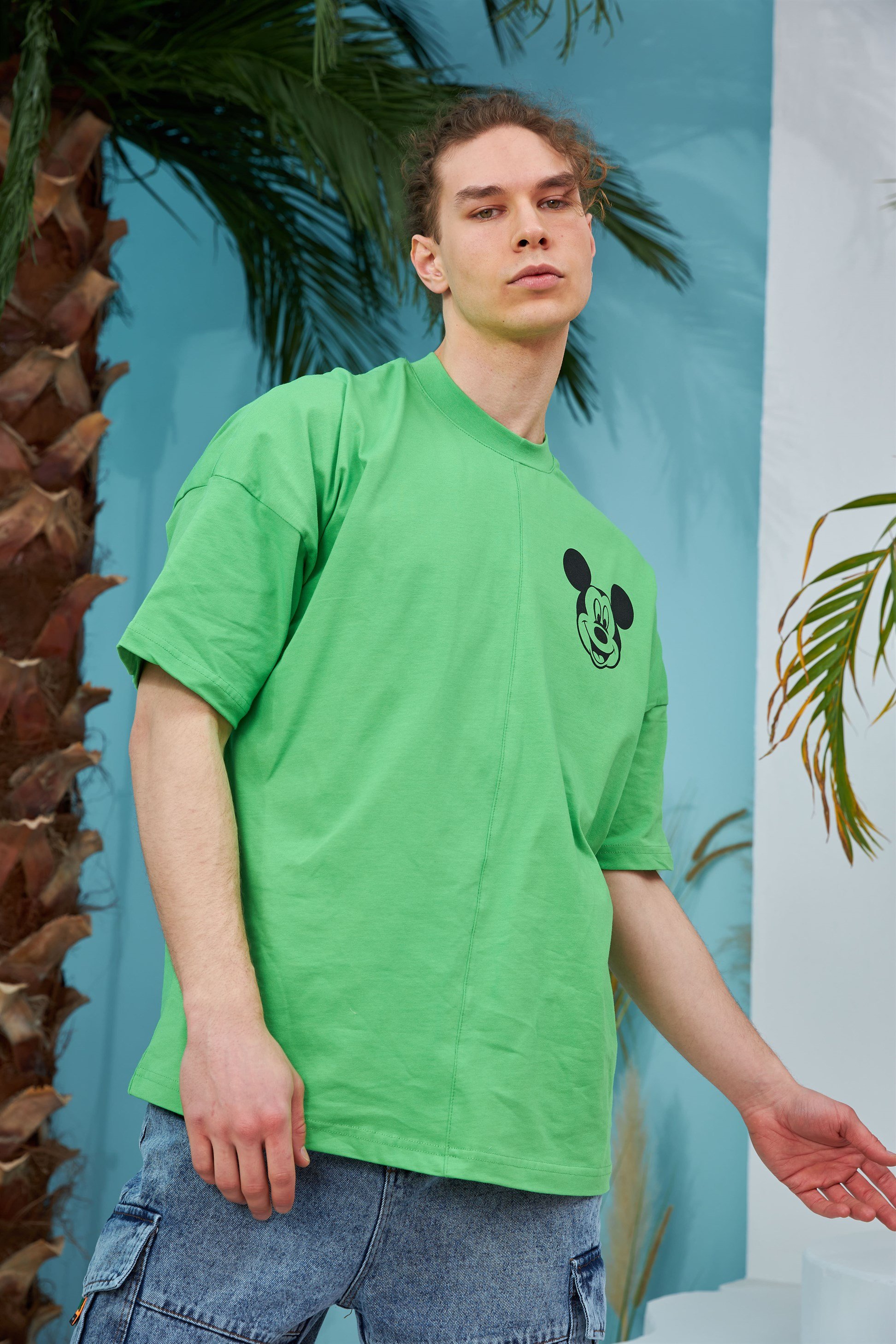 R-5557 Mickey Baskılı Oversize T-shirt