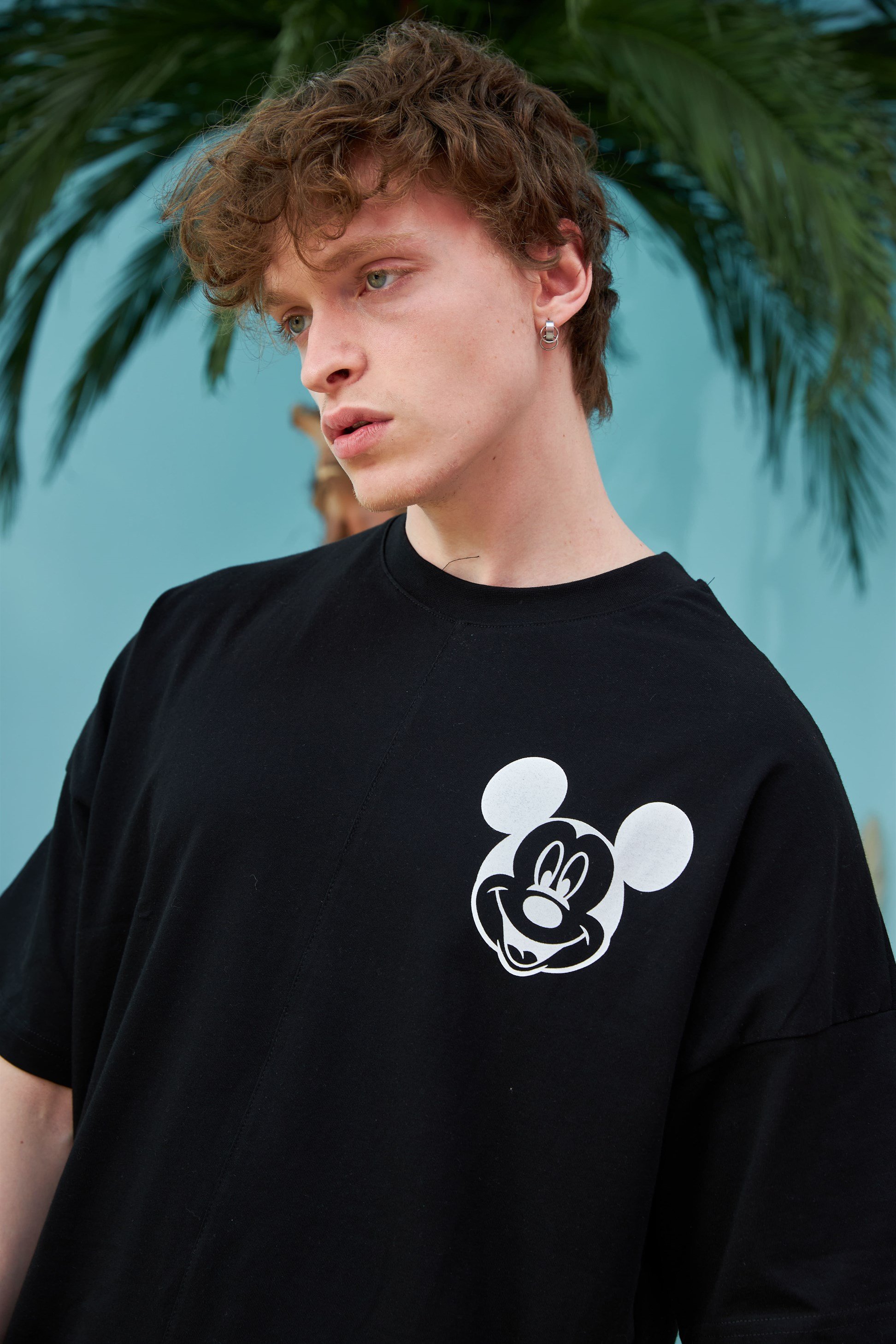 R-5557 Mickey Baskılı Oversize T-shirt
