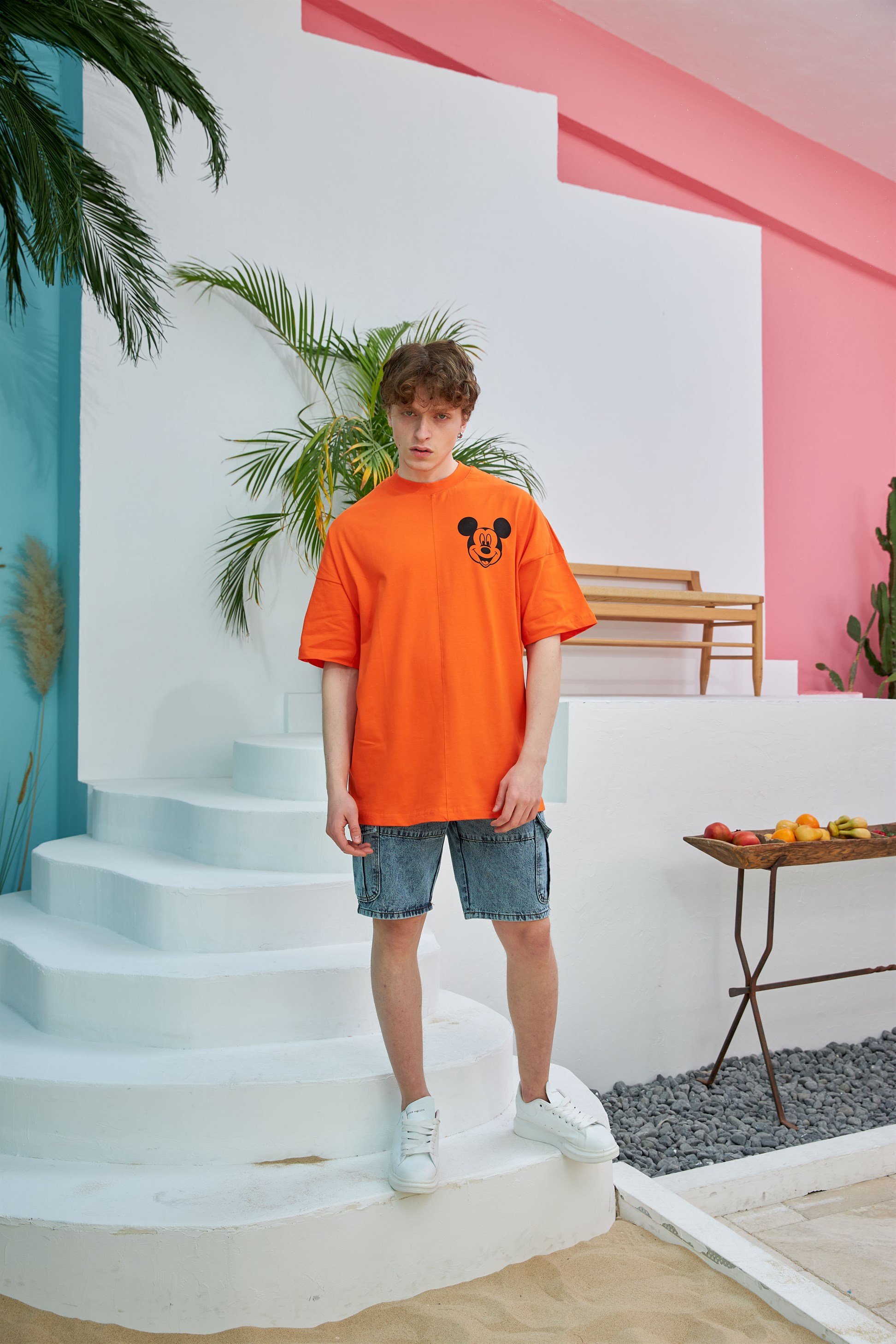 R-5557 Mickey Baskılı Oversize T-shirt