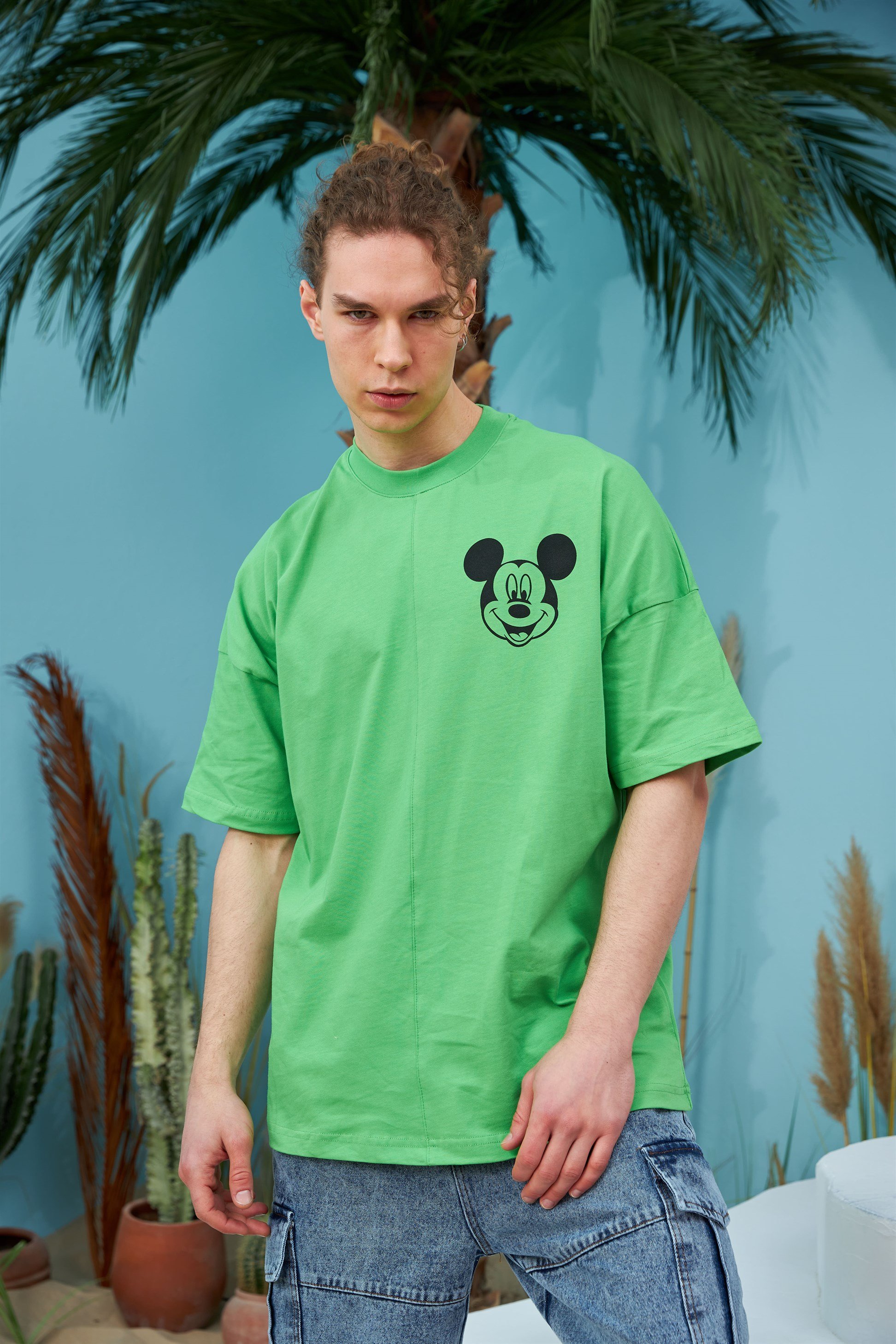 R-5557 Mickey Baskılı Oversize T-shirt