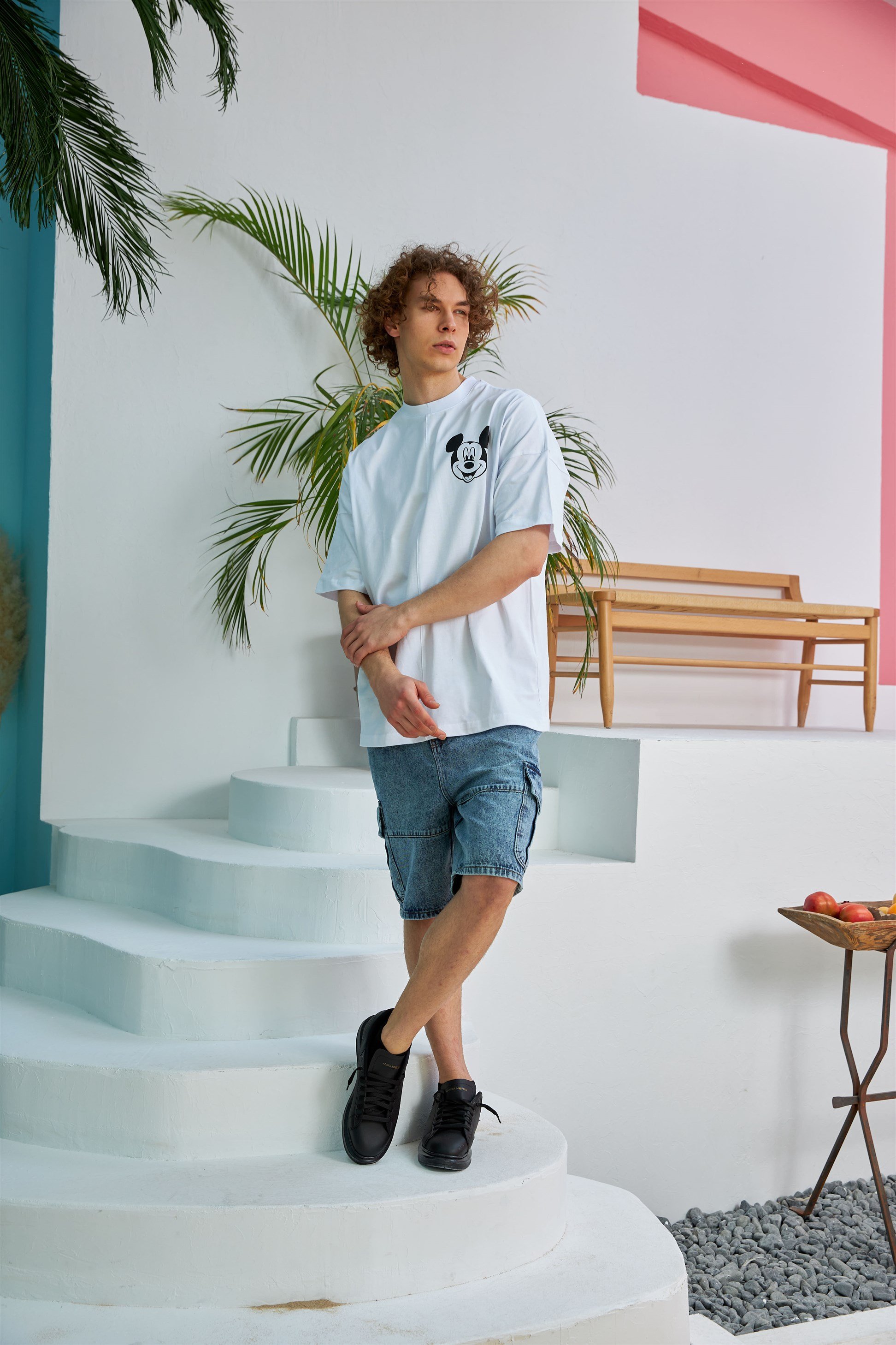 R-5557 Mickey Baskılı Oversize T-shirt