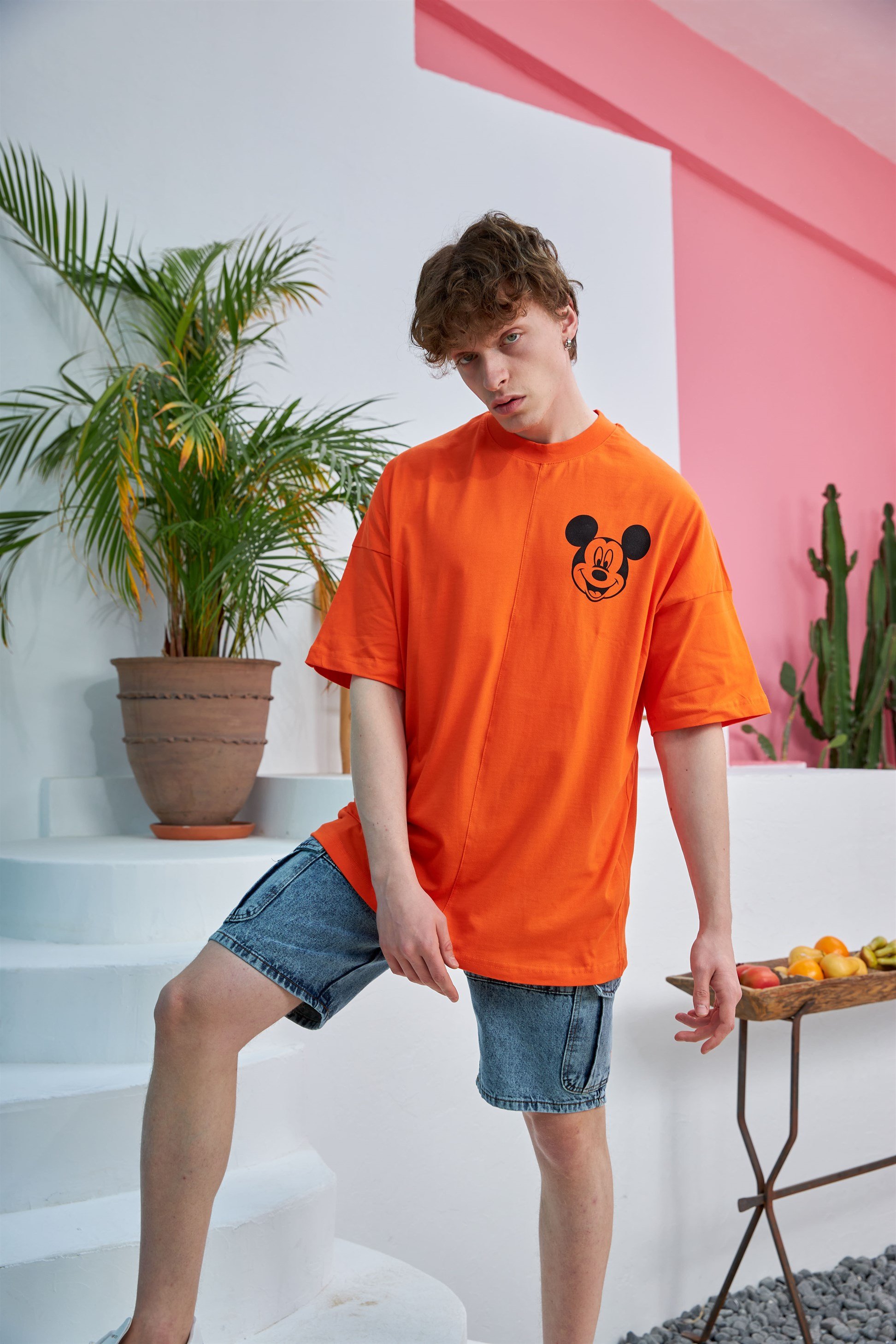 R-5557 Mickey Baskılı Oversize T-shirt