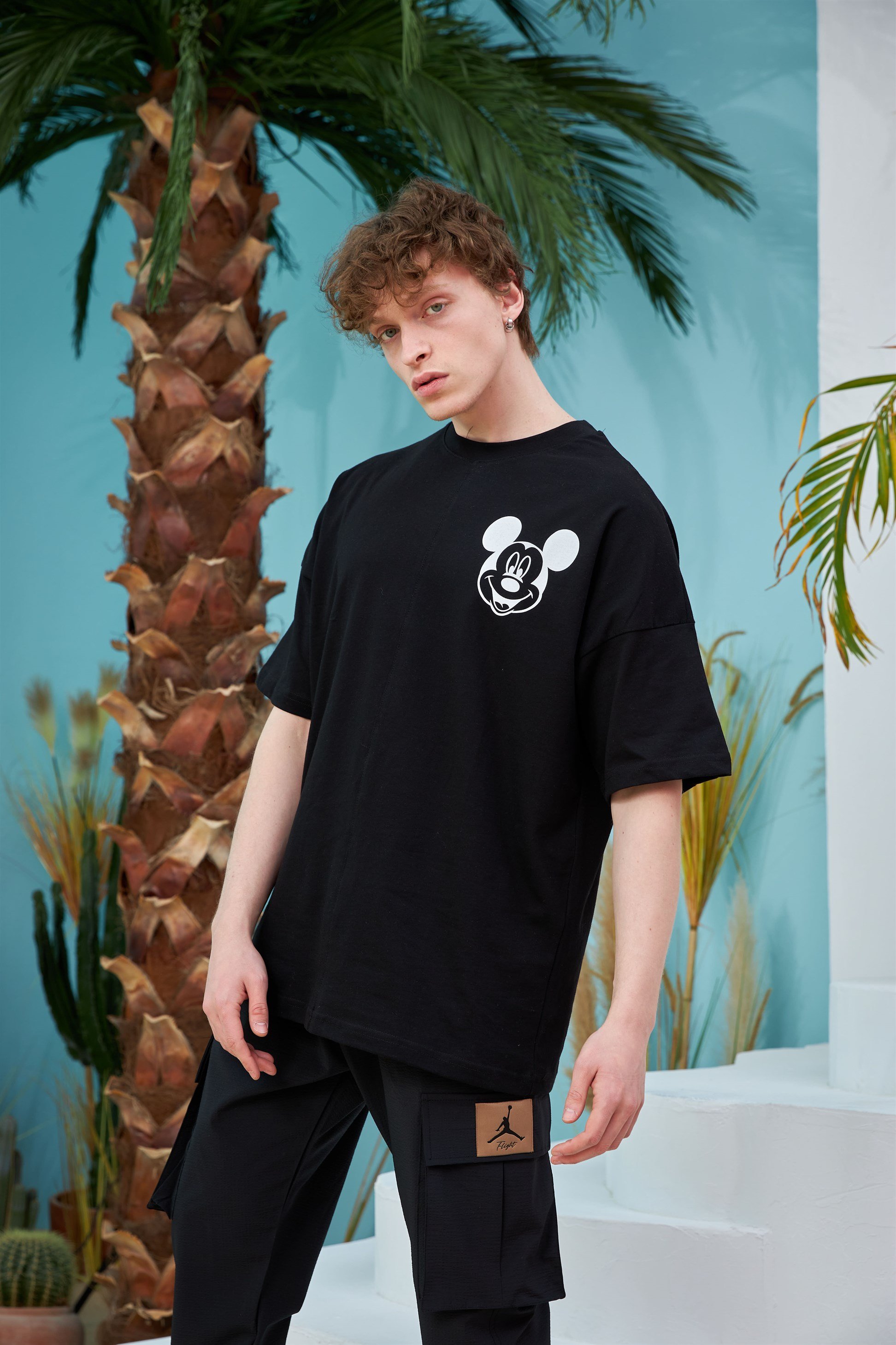 R-5557 Mickey Baskılı Oversize T-shirt