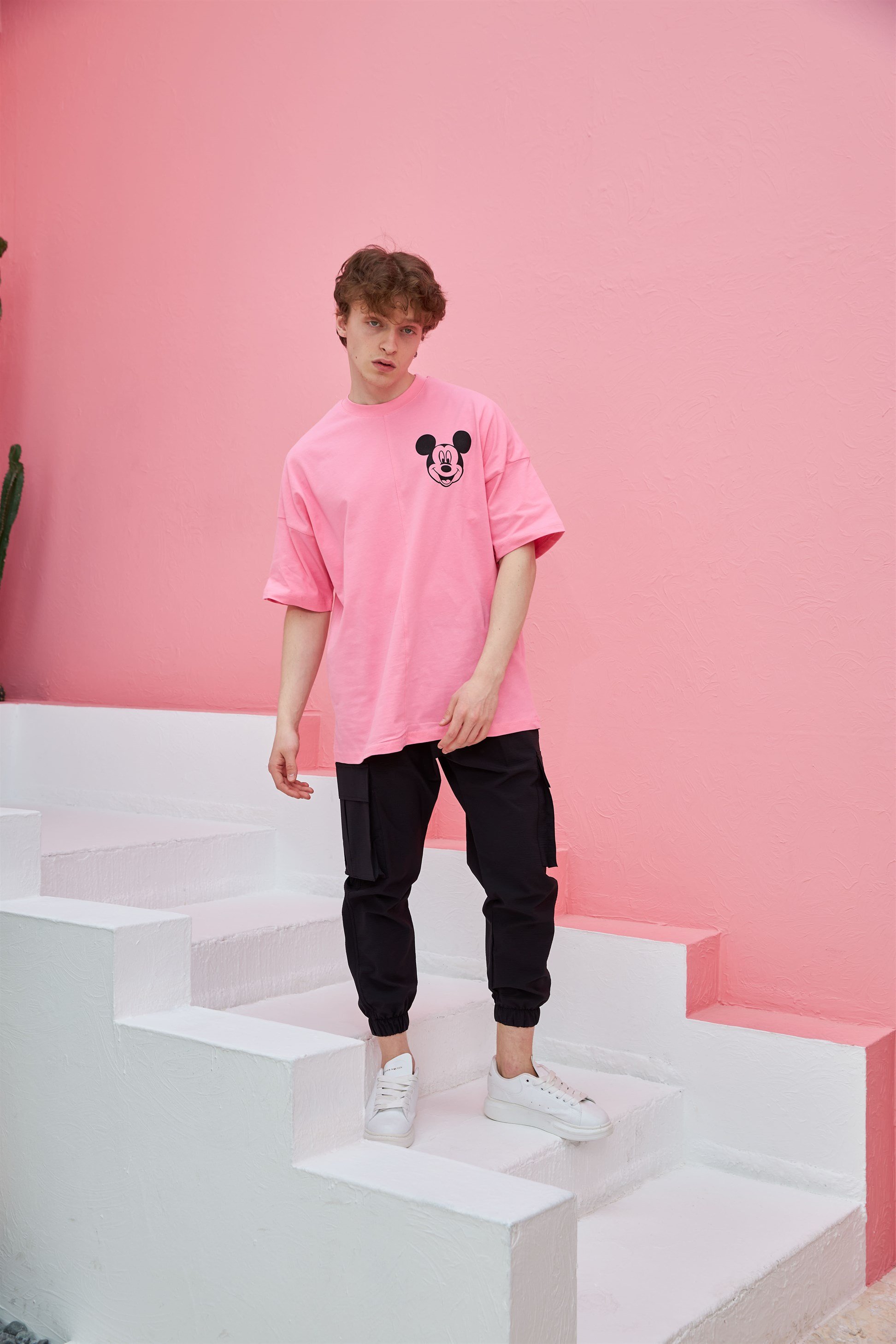 R-5557 Mickey Baskılı Oversize T-shirt