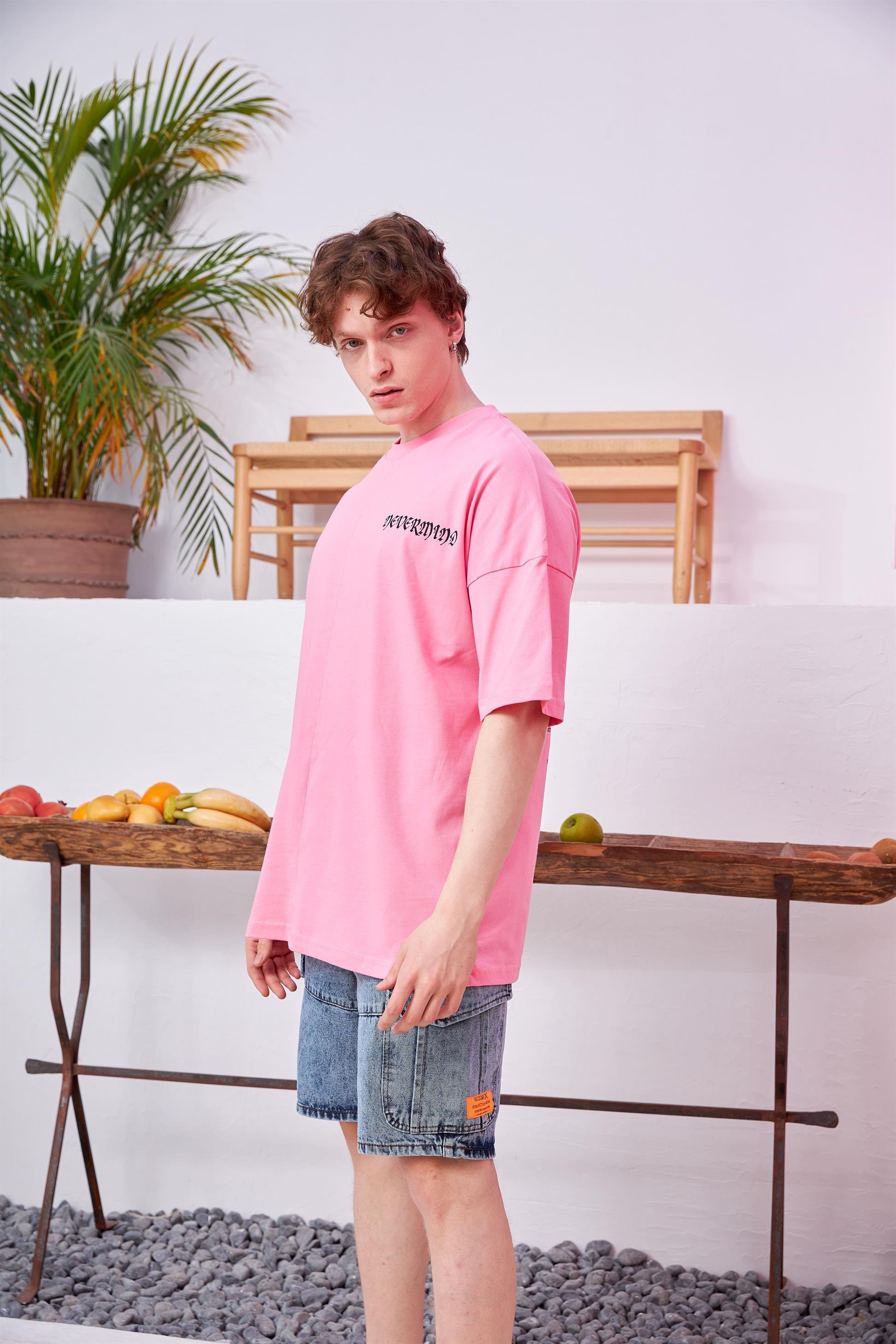 R-5558 Uzaylı Baskılı Oversize T-shirt