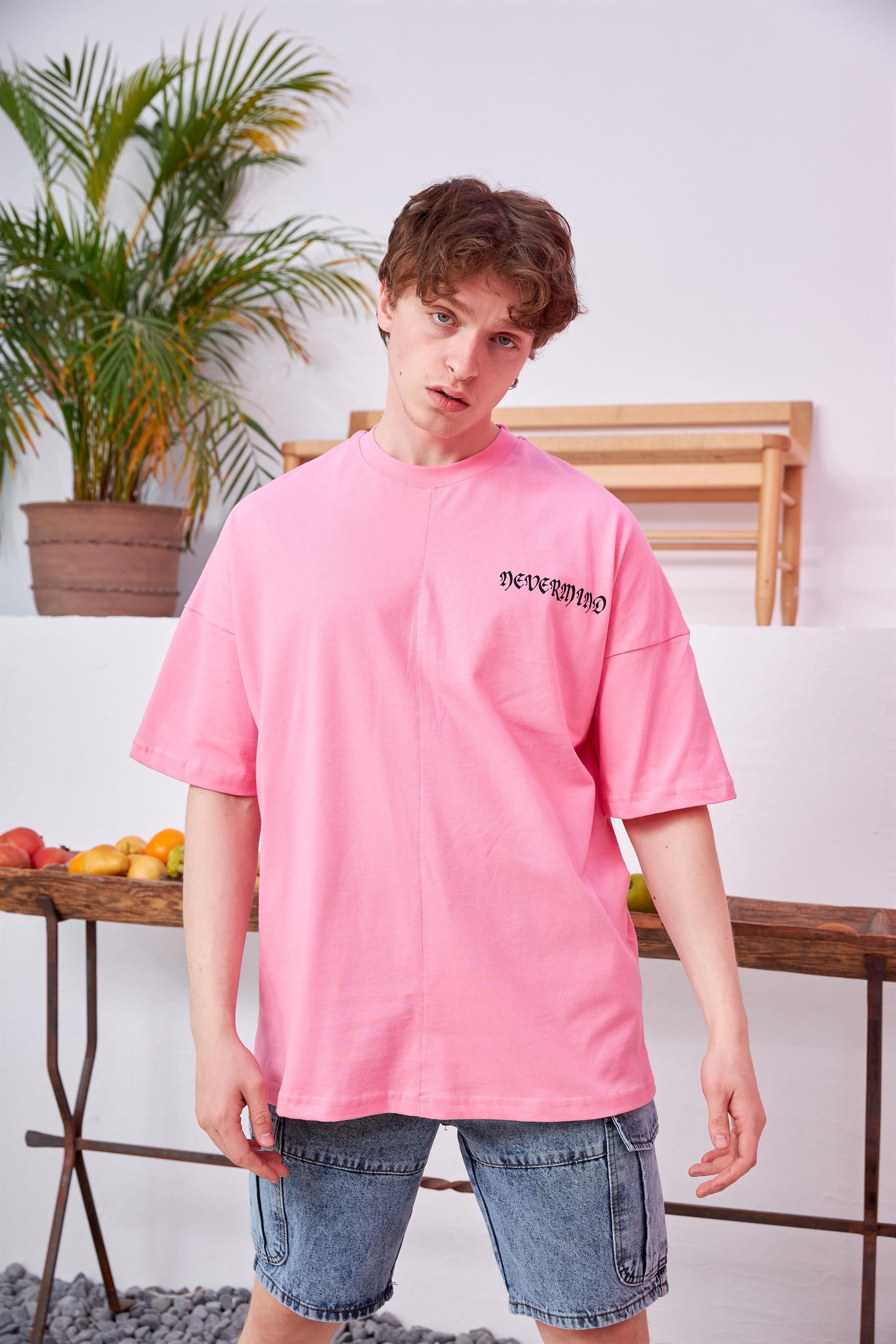 R-5558 Uzaylı Baskılı Oversize T-shirt