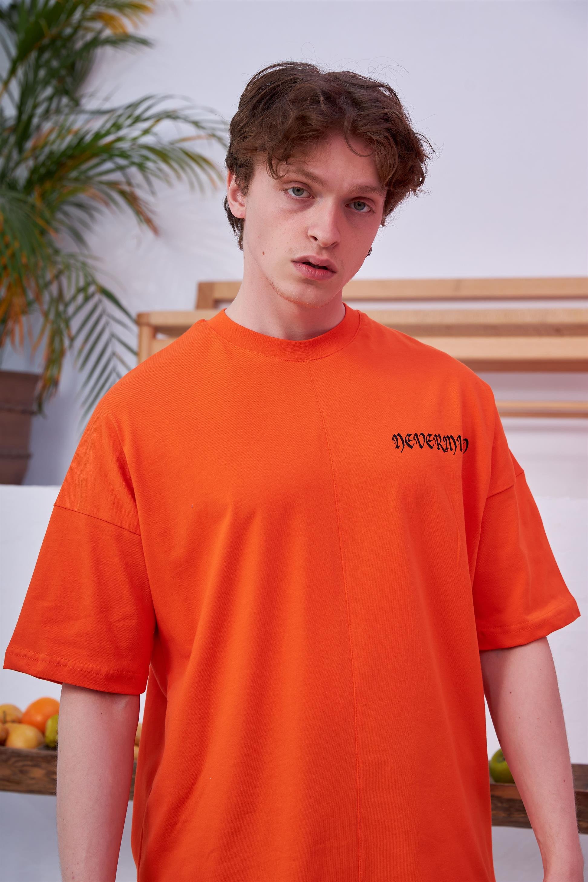 R-5558 Uzaylı Baskılı Oversize T-shirt