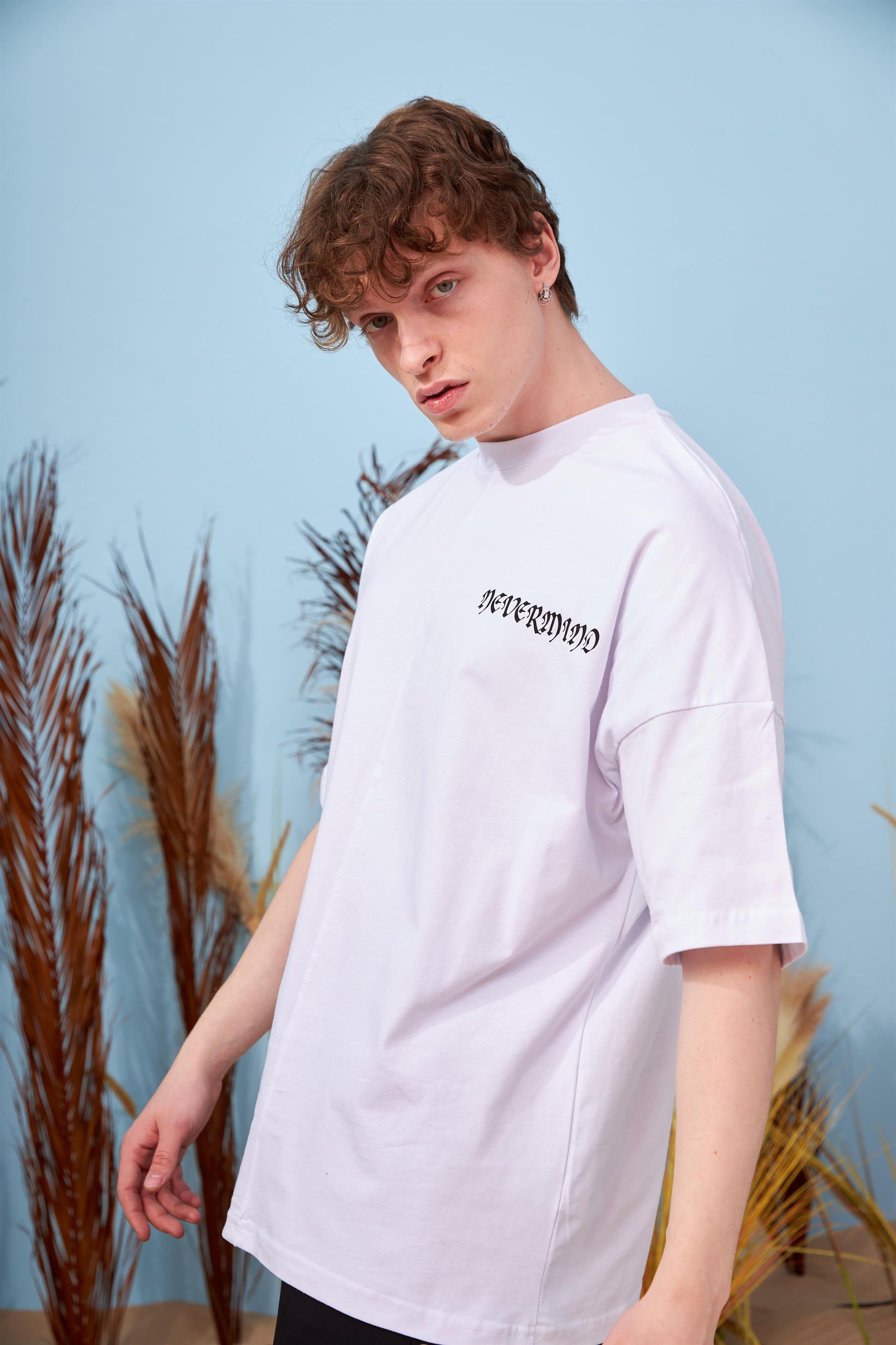 R-5558 Uzaylı Baskılı Oversize T-shirt