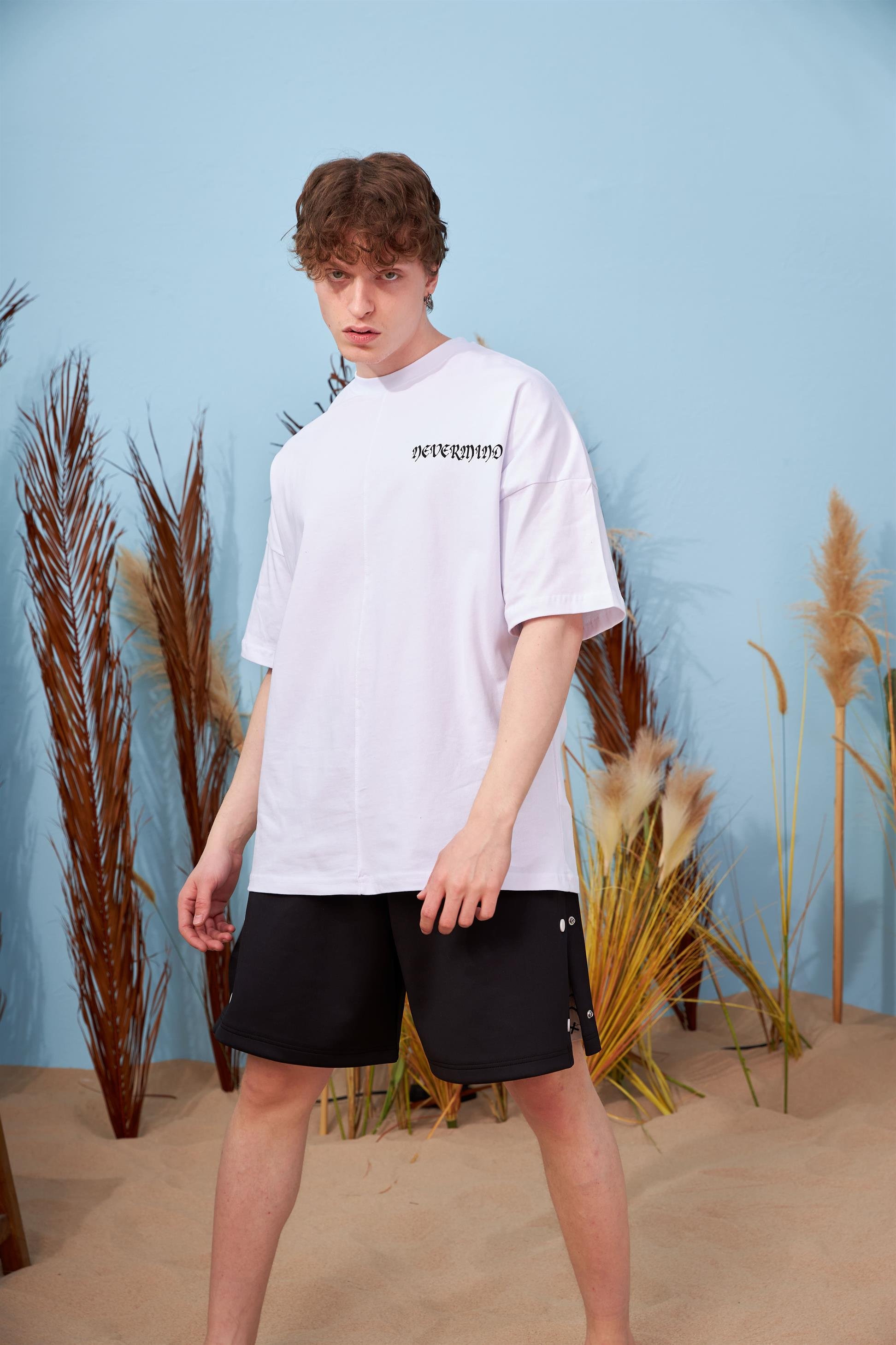 R-5558 Uzaylı Baskılı Oversize T-shirt
